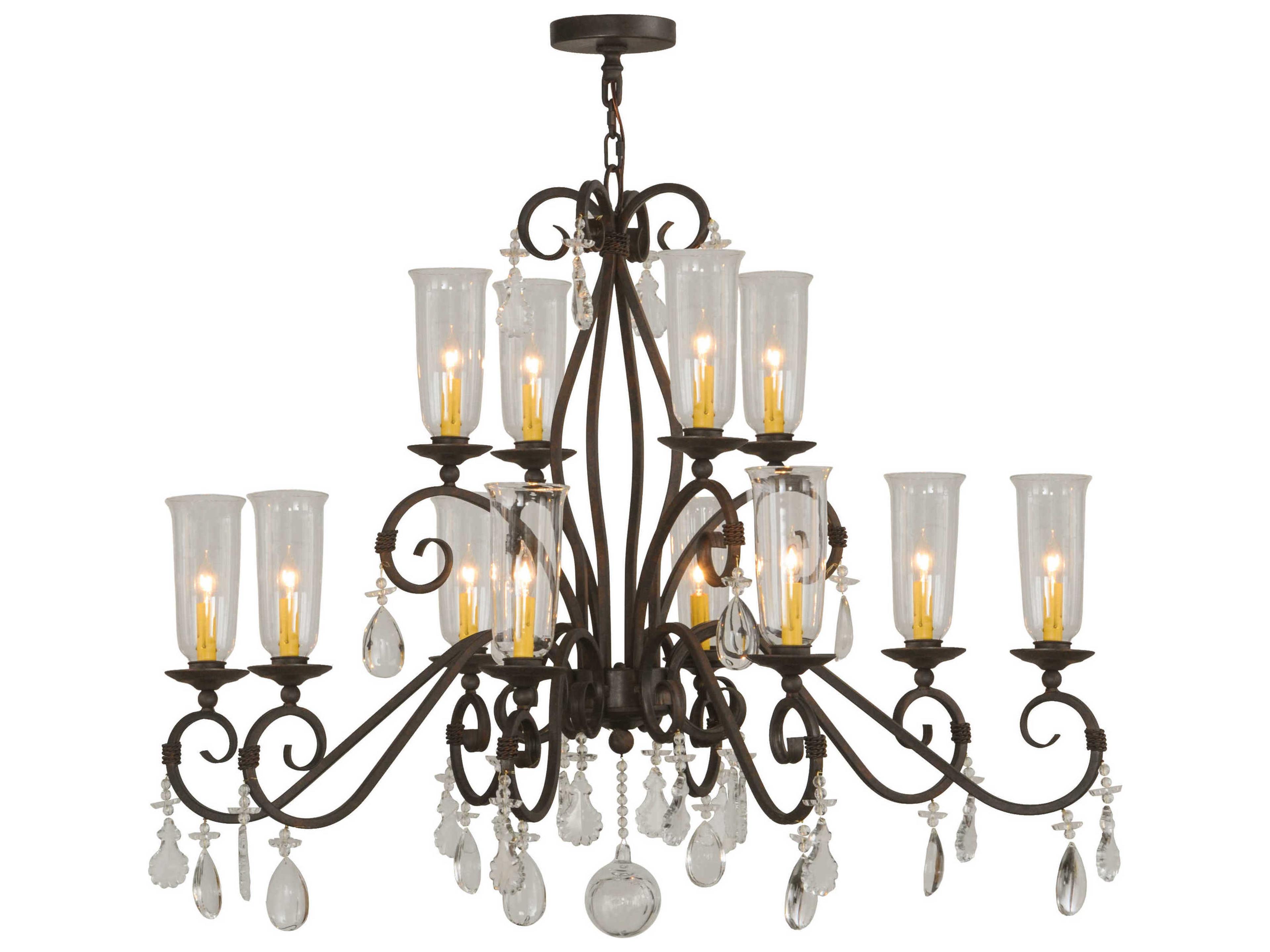 Meyda Victorian 12-Light Bronze Glass Bell Candelabra Chandelier