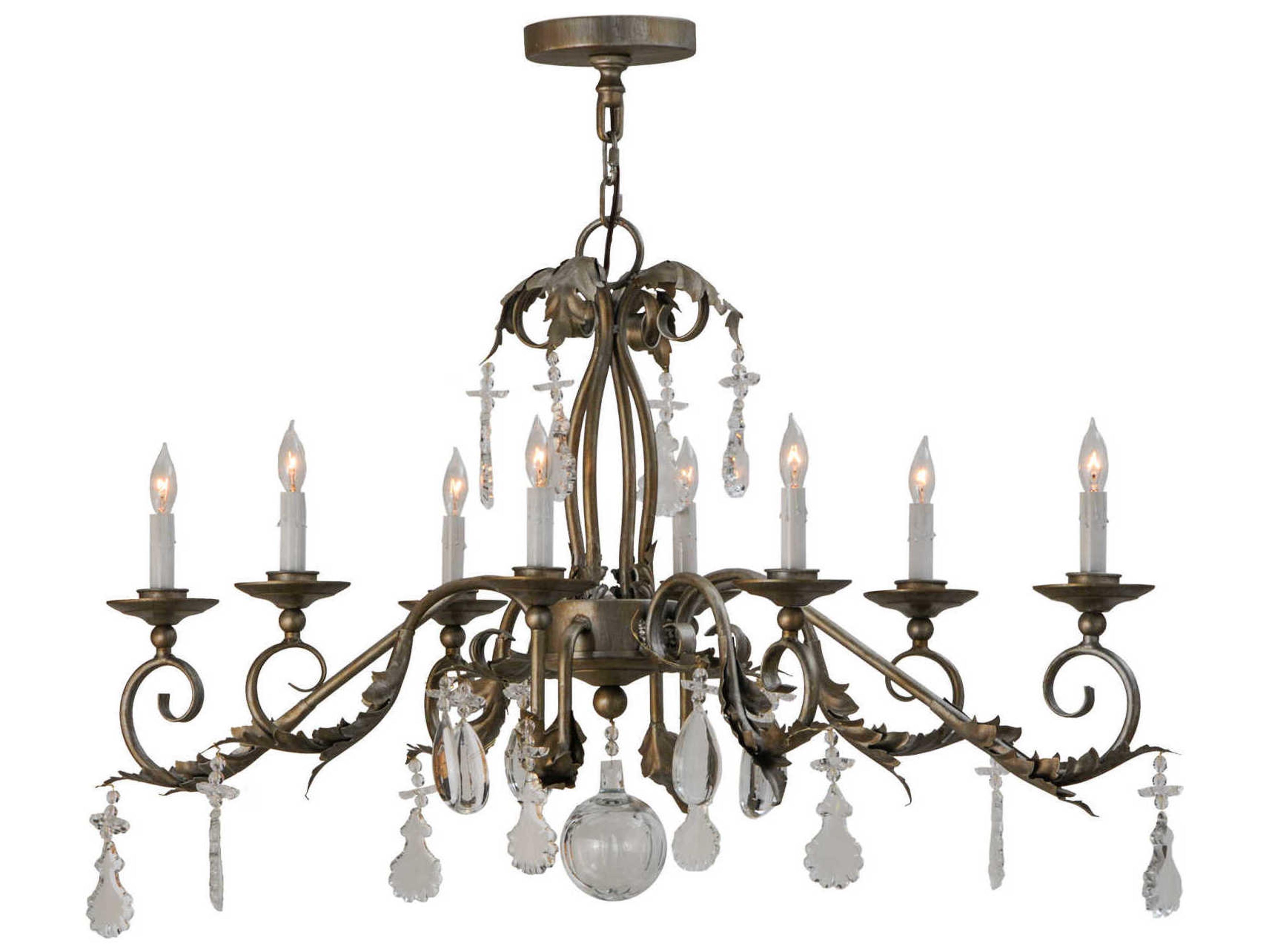 Meyda Victorian 8-Light Brass Crystal Candelabra Chandelier