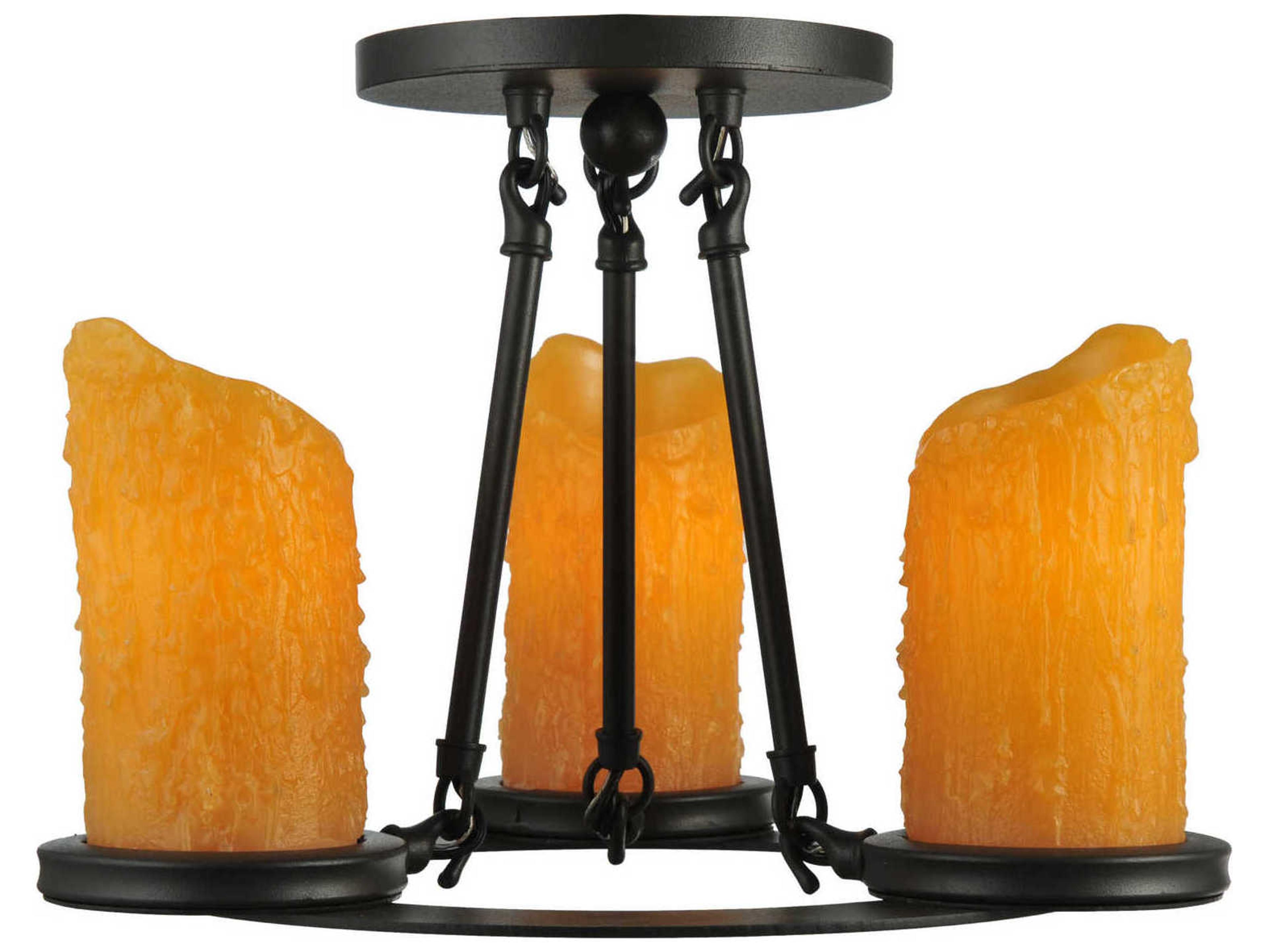 Meyda Victorian 3-Light Black Geometric Semi Flush Mount