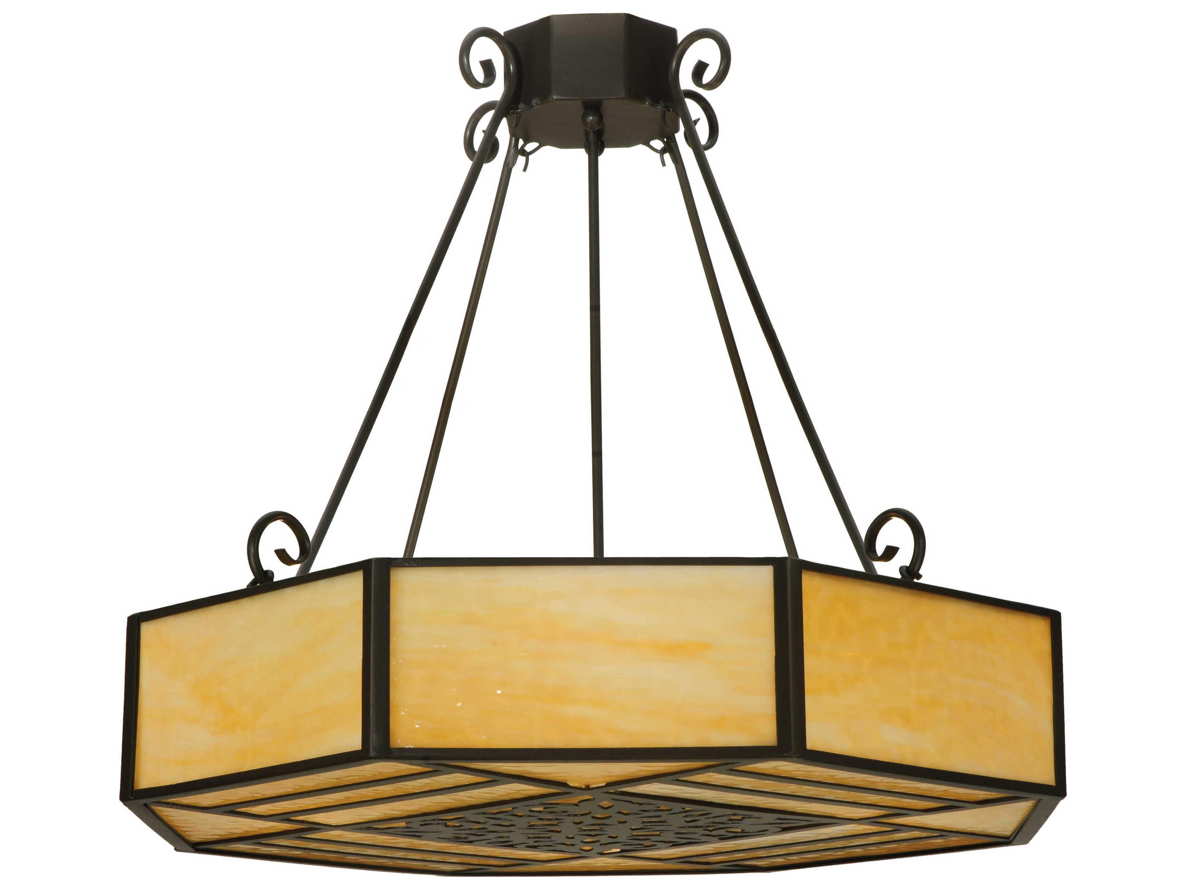 Meyda Victorian 4-Light Bronze Drum Semi Flush Mount