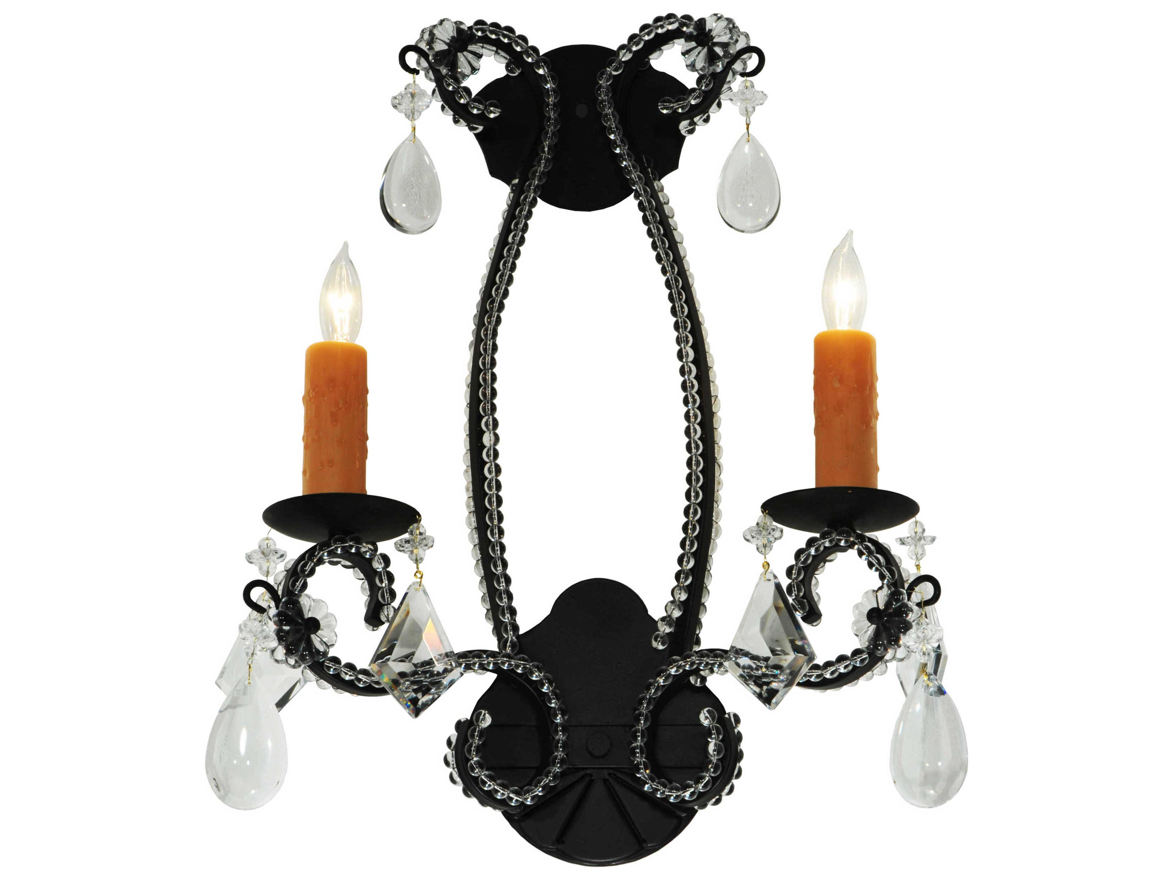 Meyda Victorian 2-Light Black Crystal Wall Sconce