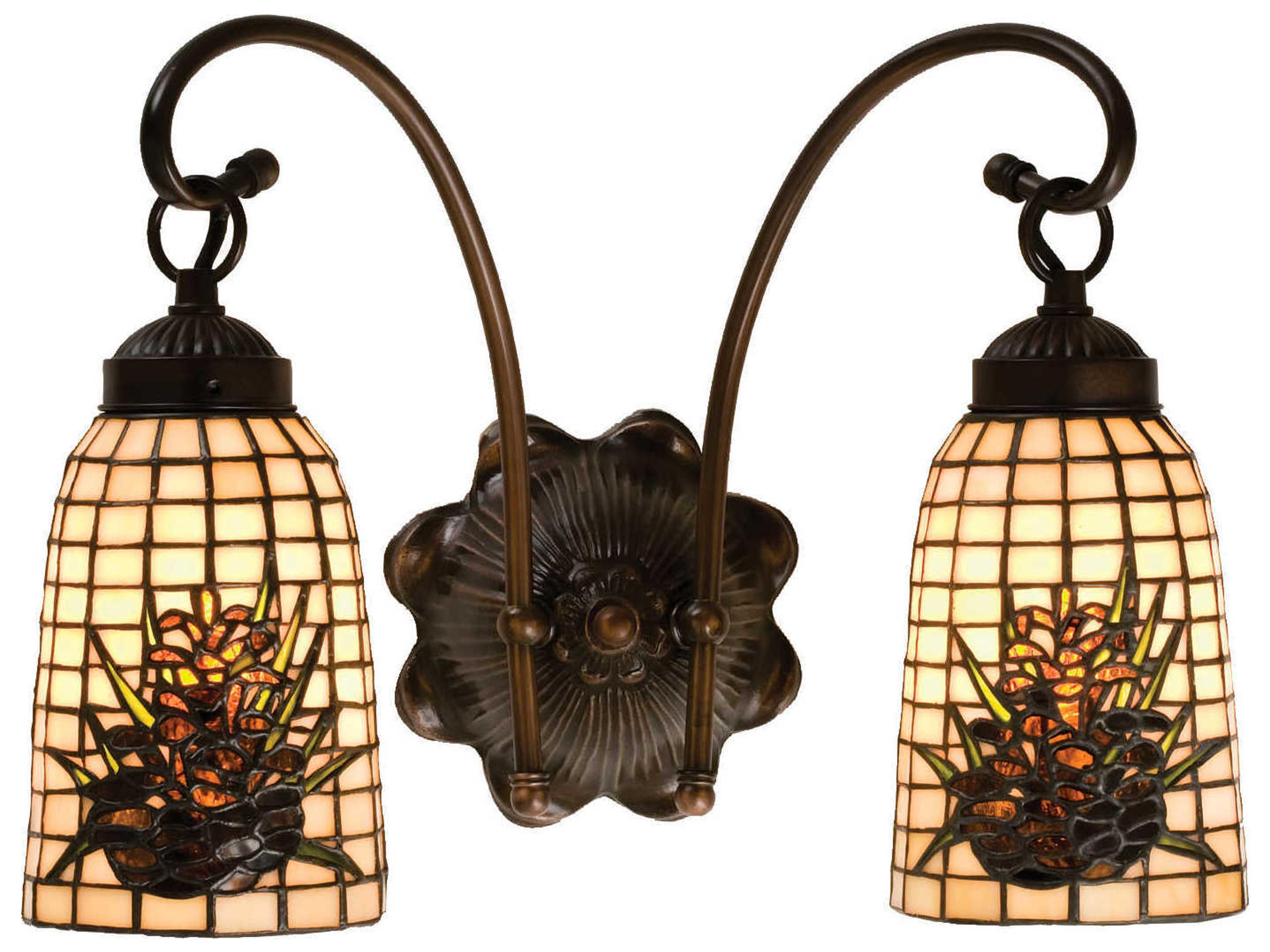 Meyda Victorian 2-Light Bronze Tiffany Wall Sconce