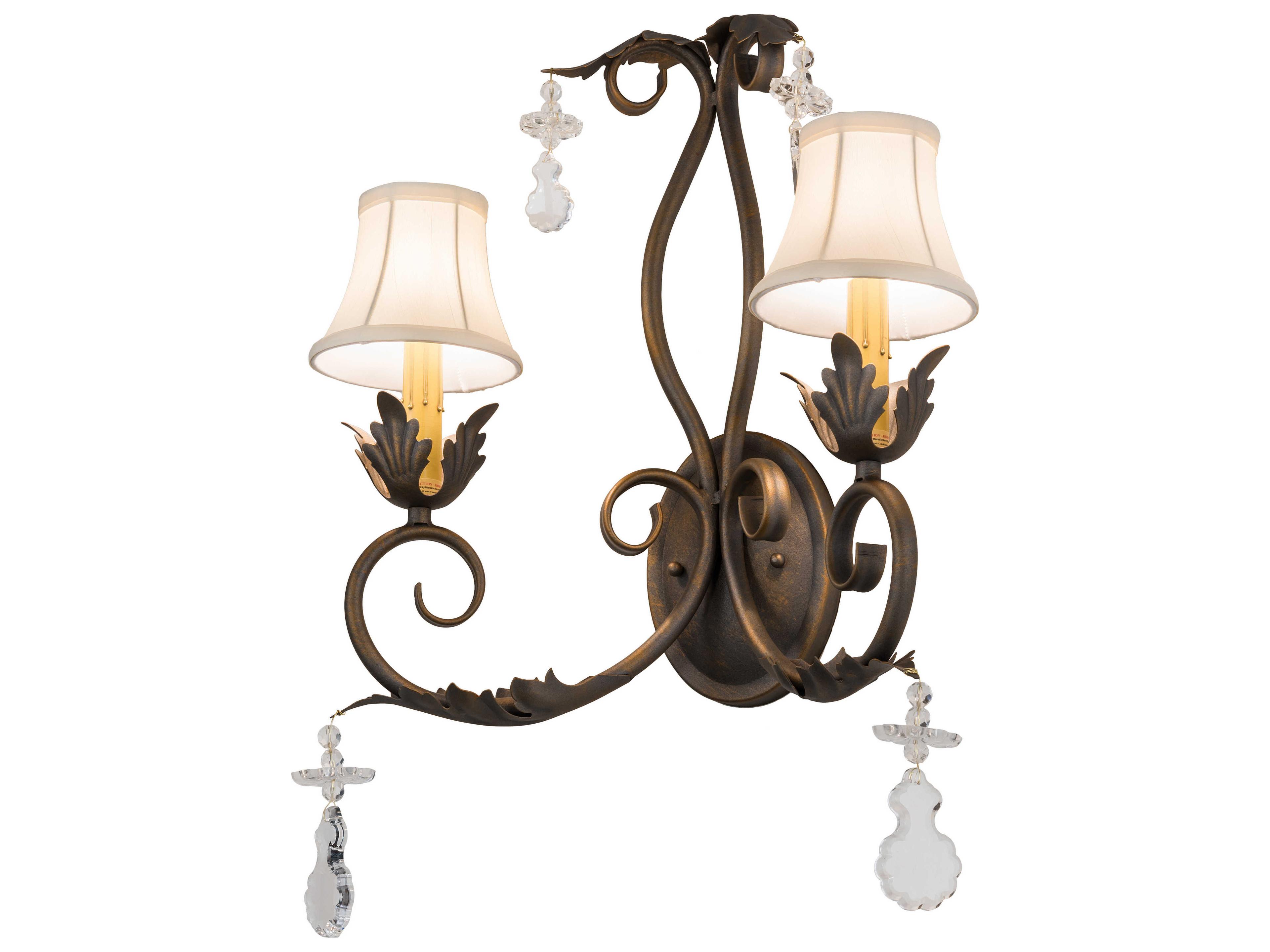 Meyda Felicia 2-Light Bronze Glass Wall Sconce