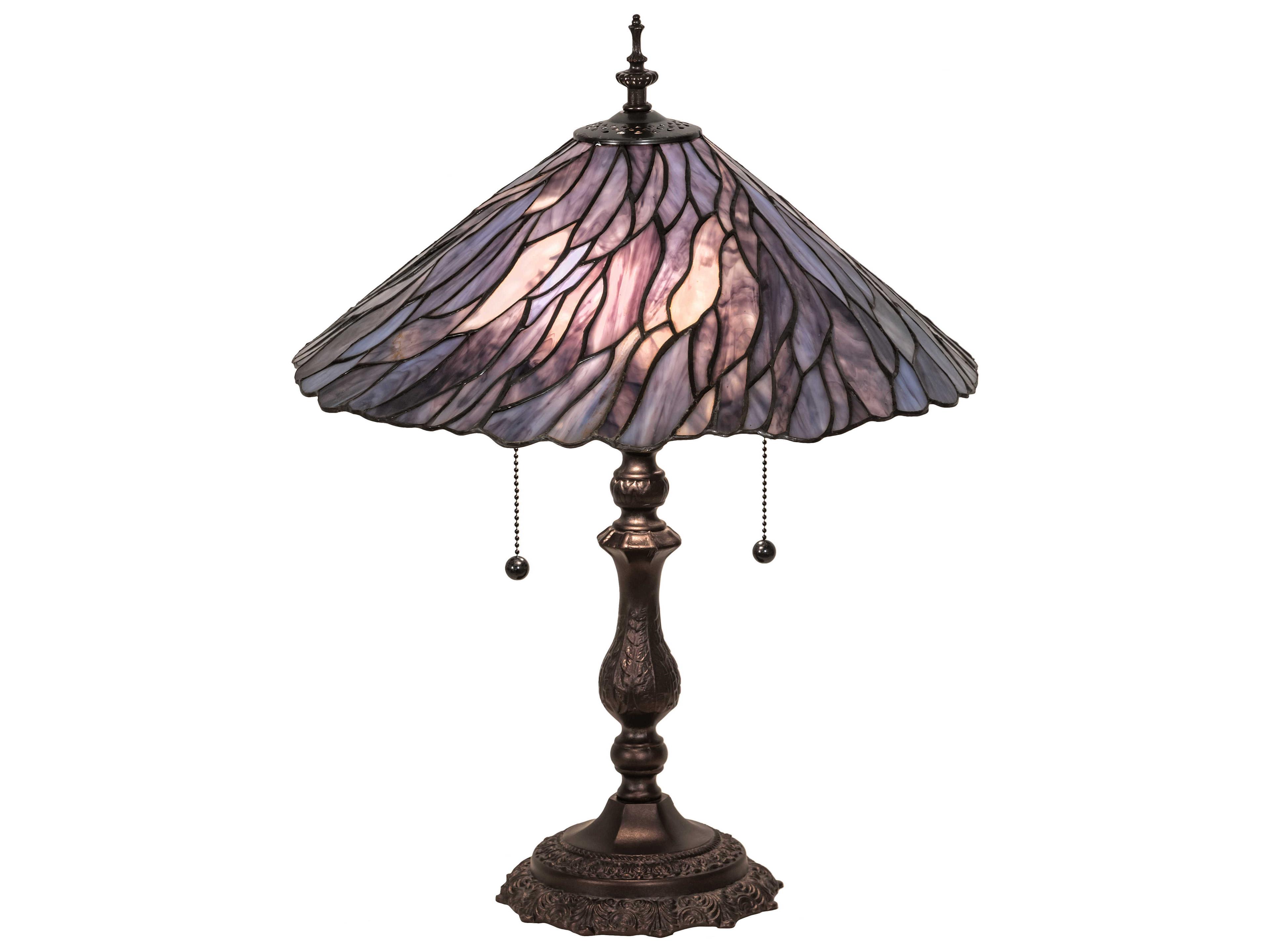 Meyda Jadestone Willow Mahogany Bronze Blue Glass Tiffany Table Lamp