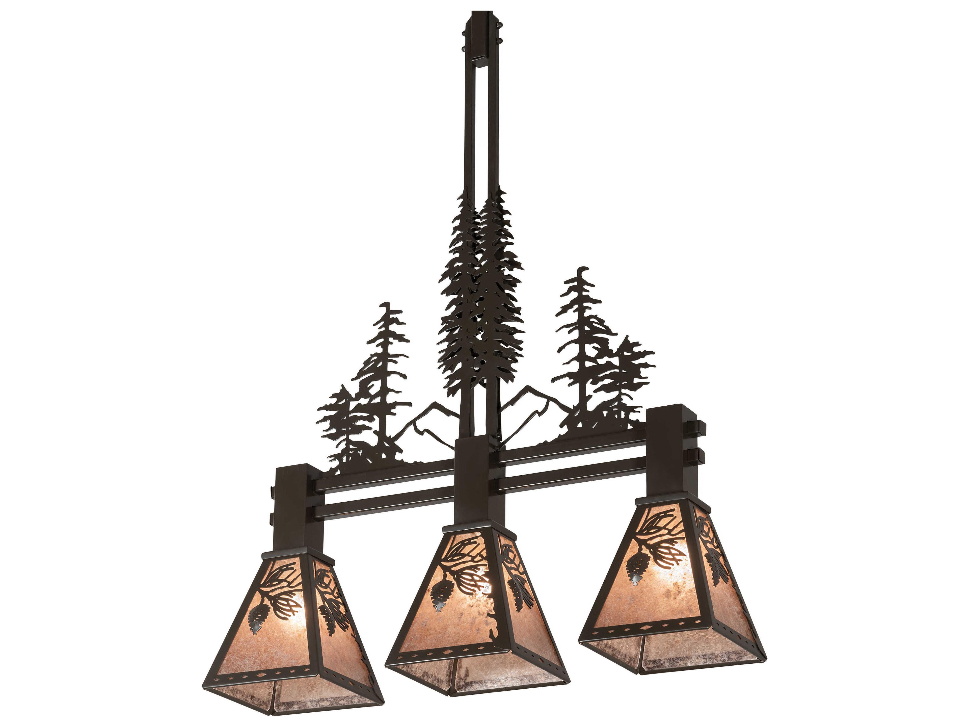 Meyda Winter Pine 3-Light Timeless Bronze Silver Island Pendant