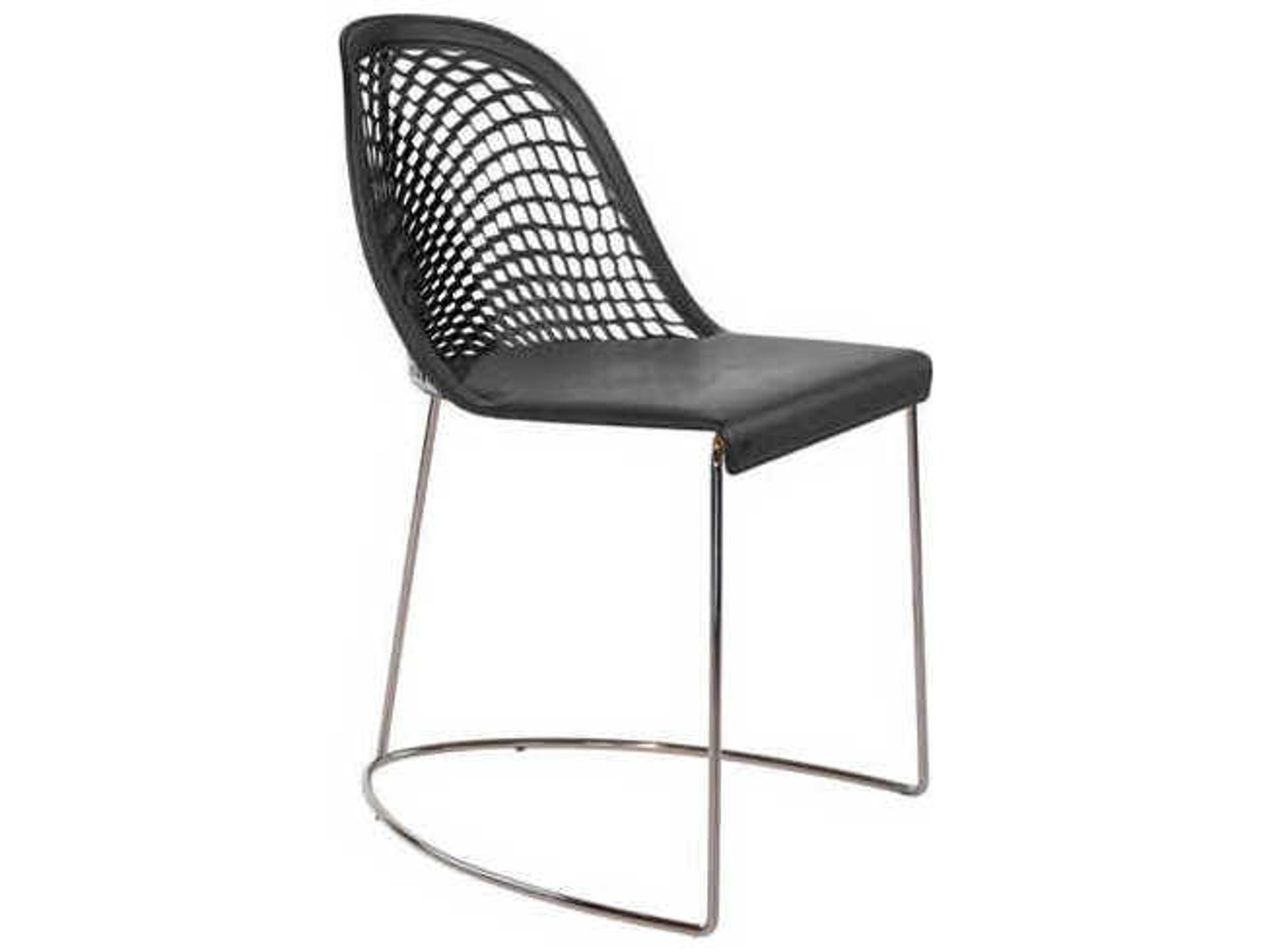 Midj Guapa Leather Black Upholstered Side Dining Chair