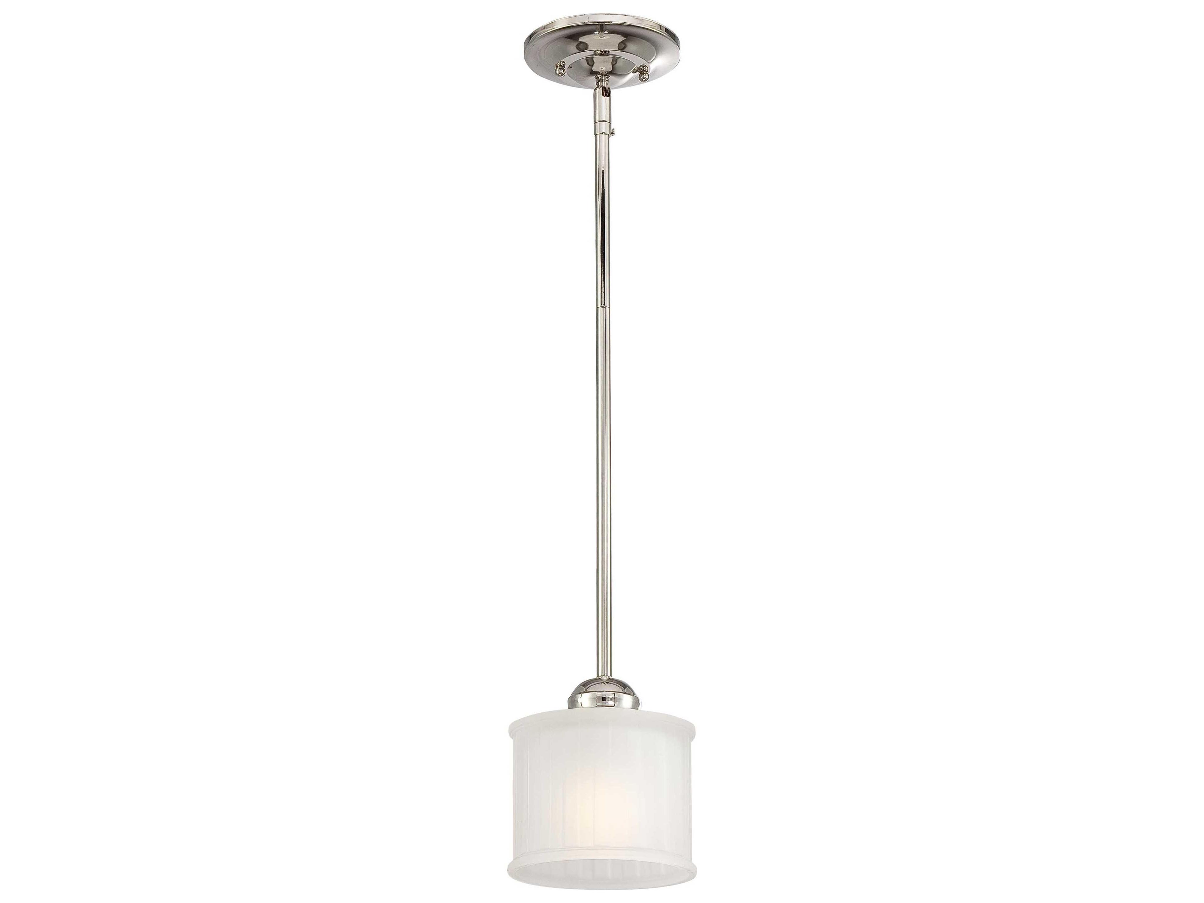 Minka Lavery 1-Light Polished Nickel Glass LED Drum Mini Pendant