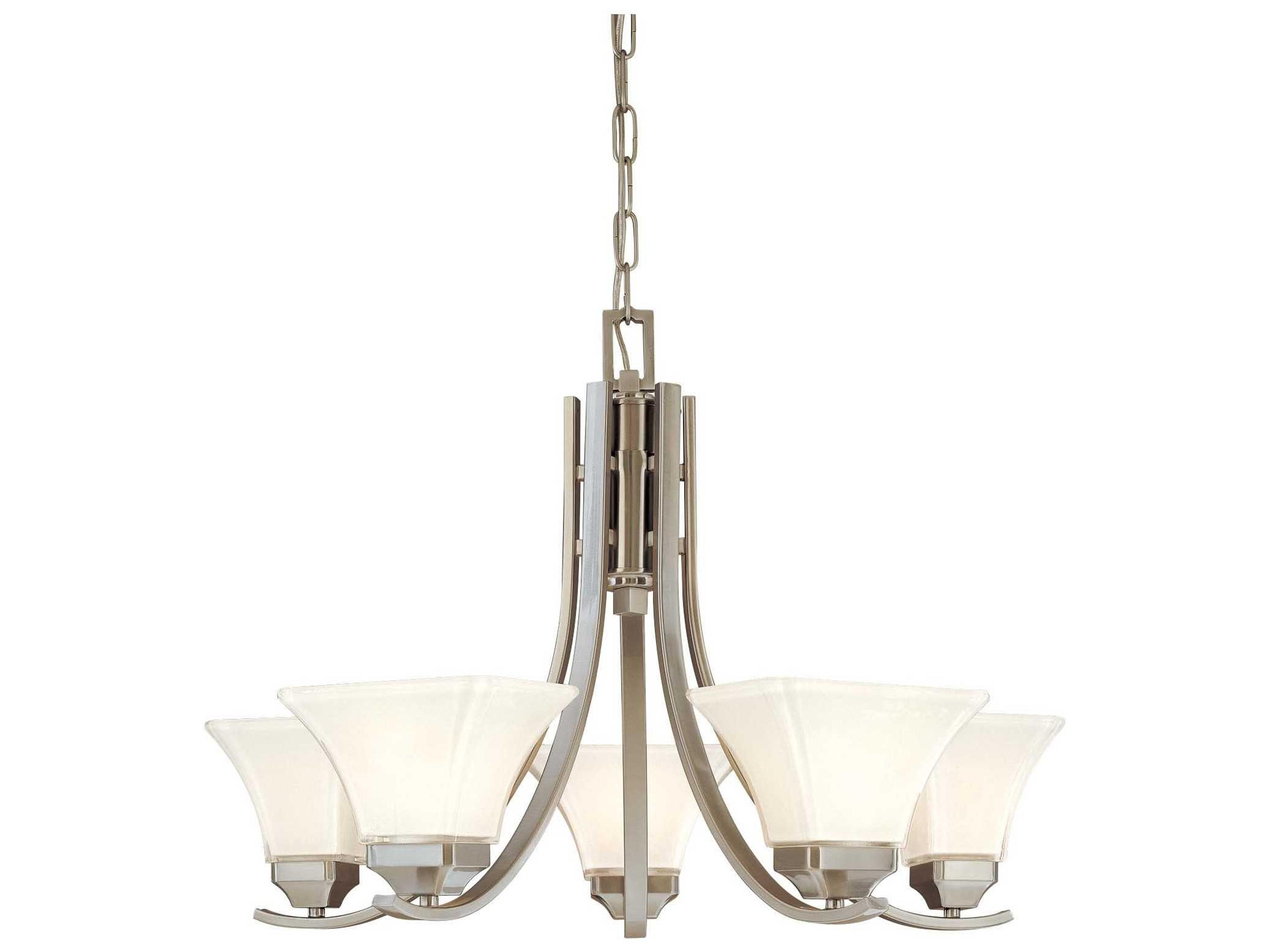 Minka Lavery Agilis 5-Light Brushed Nickel Glass Empire Chandelier
