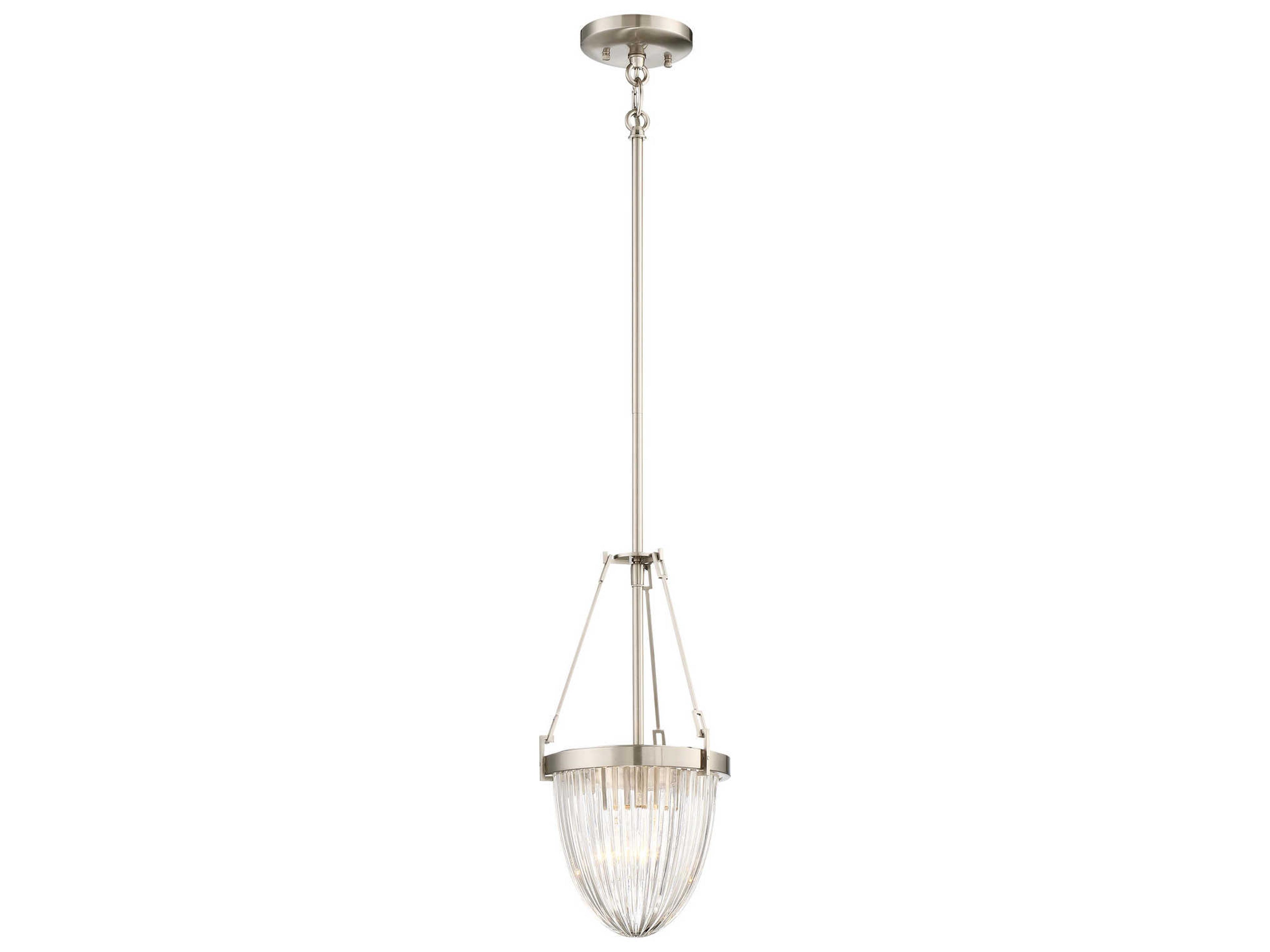 Minka Lavery Atrio 1-Light Brushed Nickel Glass Geometric Mini Pendant