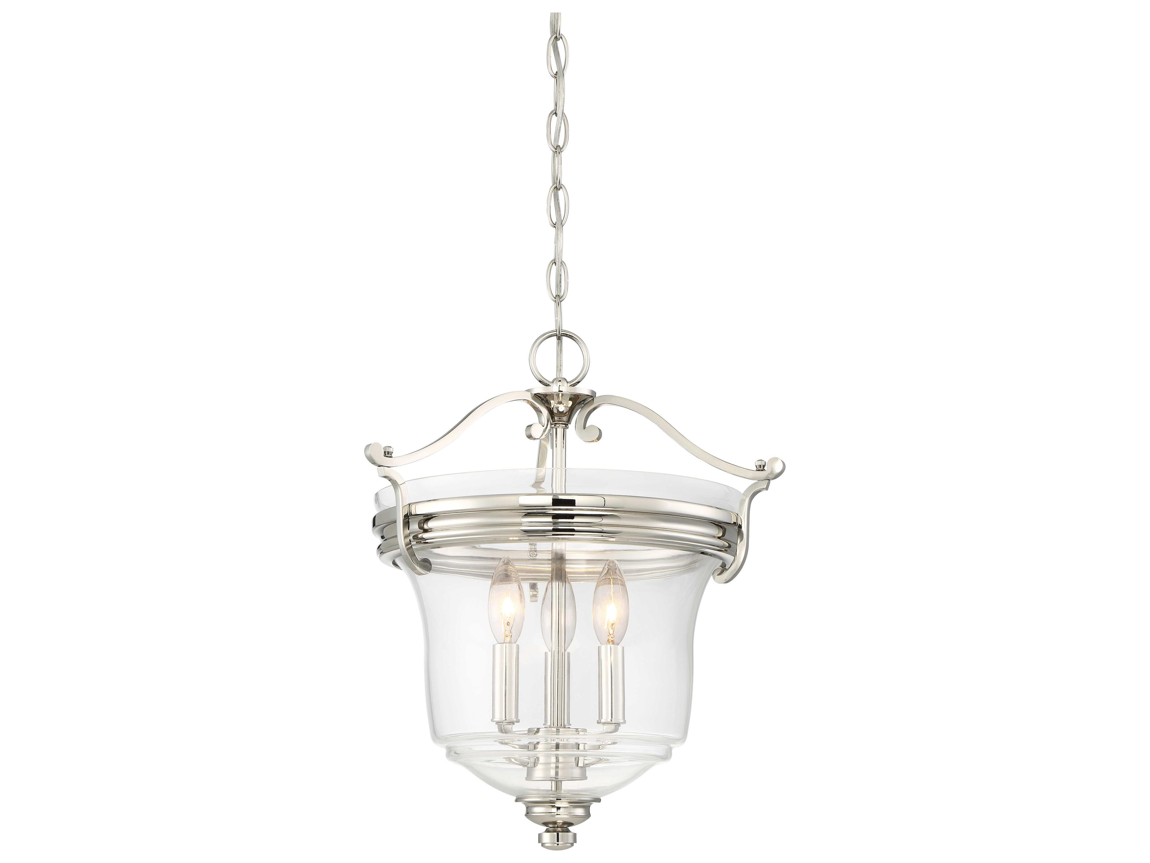 Minka Lavery Audrey Point 3-Light Polished Nickel Glass Bell Pendant
