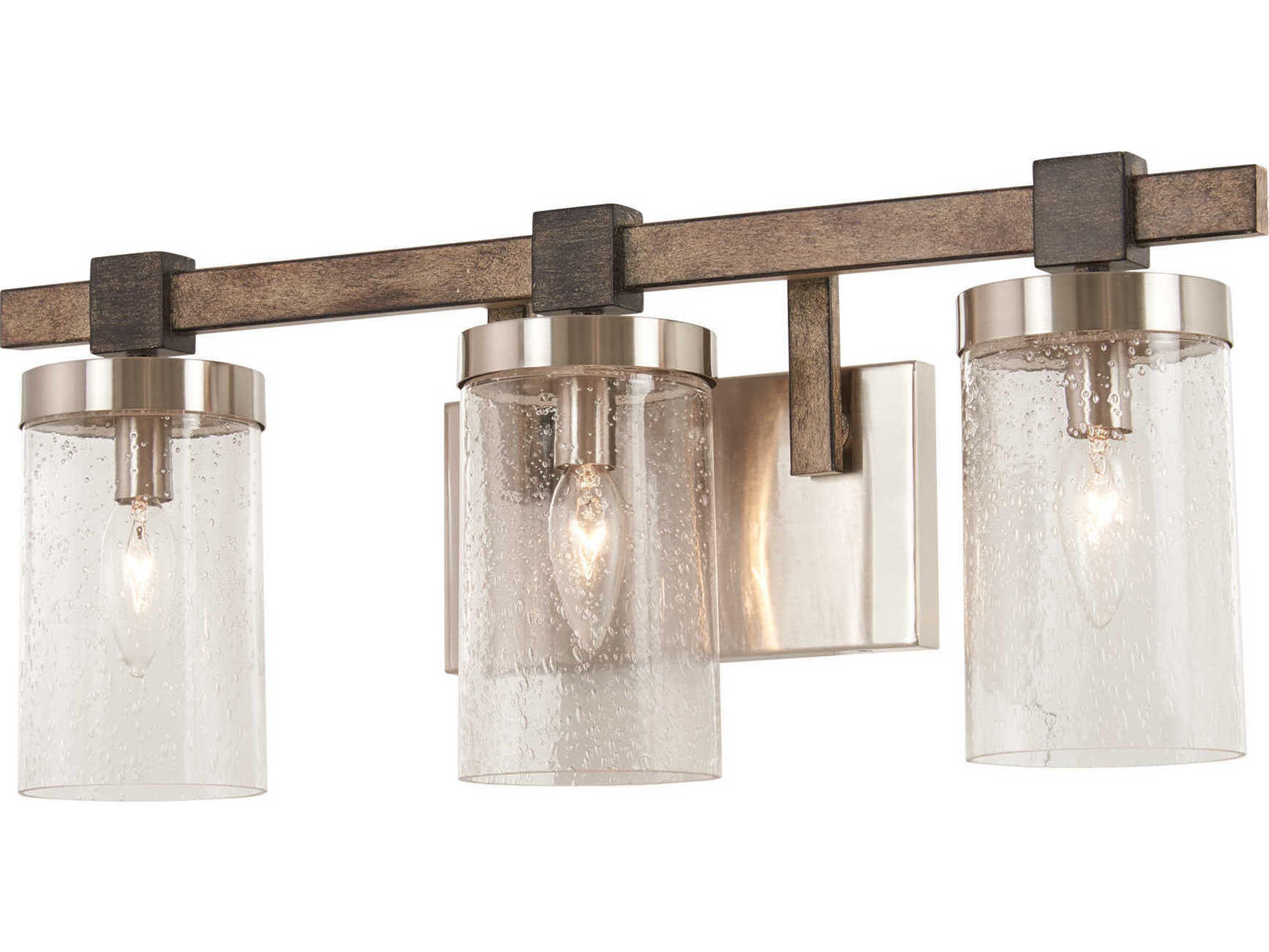 Minka Lavery Bridlewood 3-Light Stone Grey Brushed Nickel Glass Vanity Light