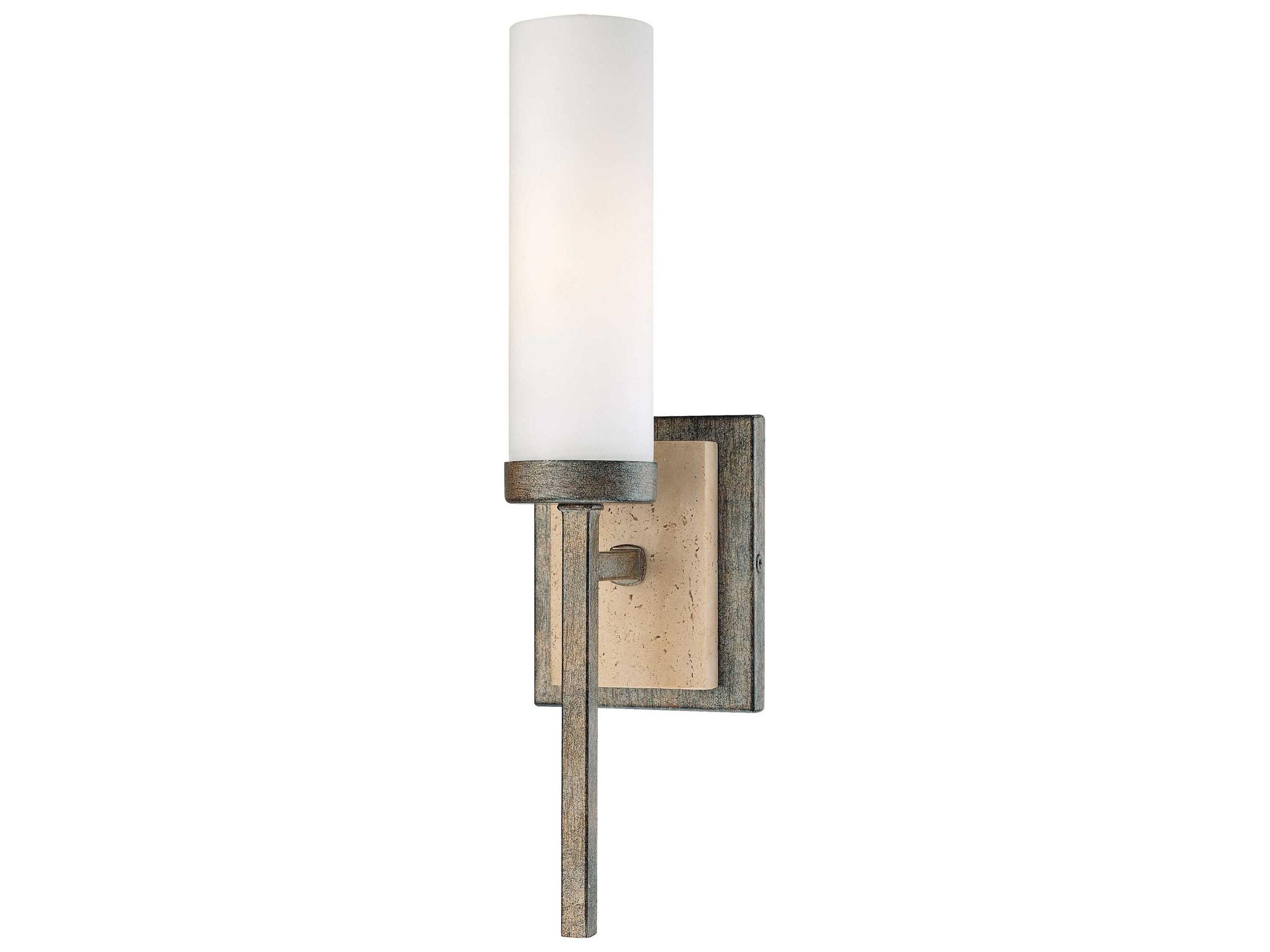 Minka Lavery Compositions Aged Patina Iron Black Glass Wall Sconce
