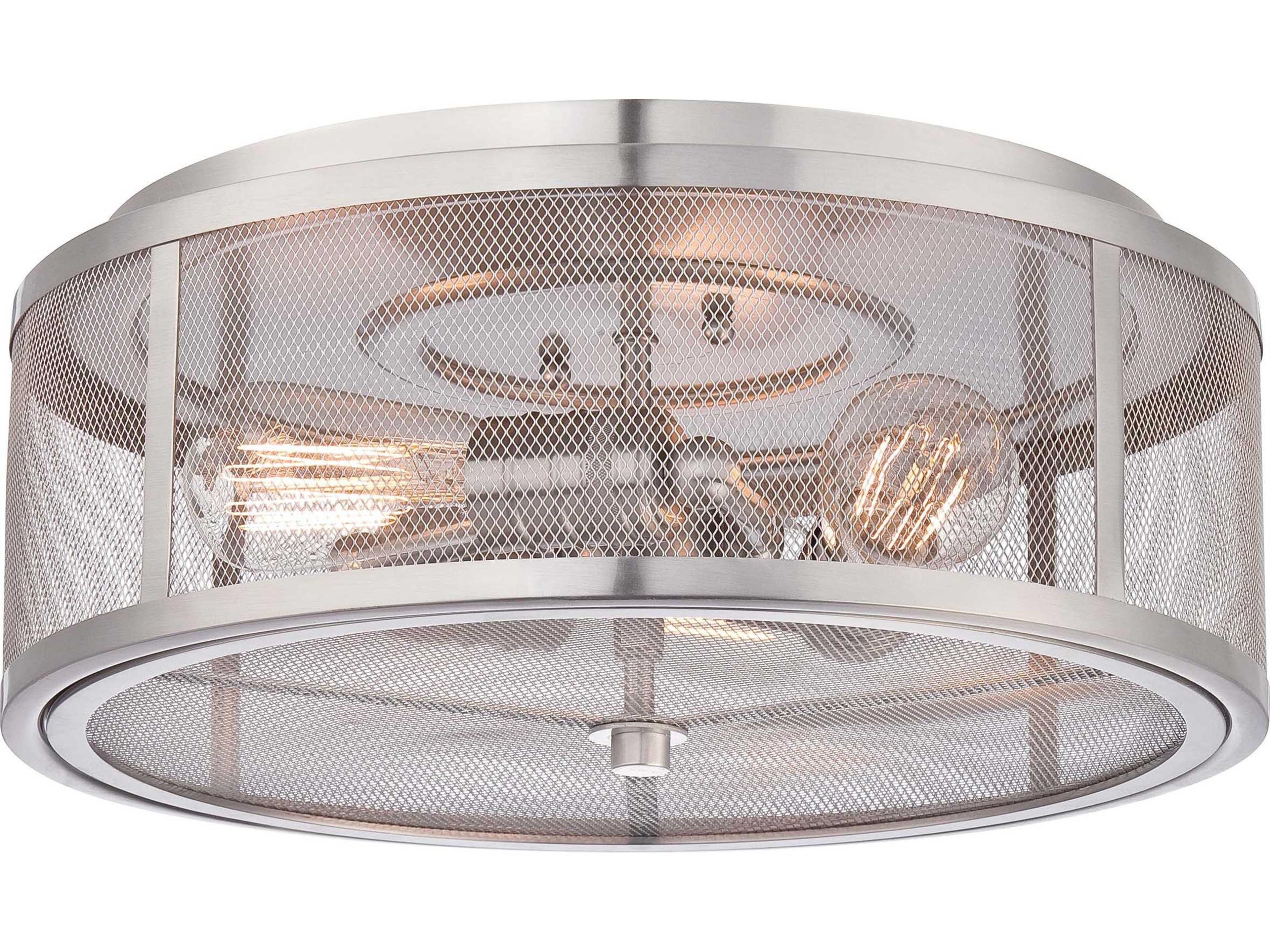 Minka Lavery Downtown Edison 3-Light Brushed Nickel Drum Flush Mount