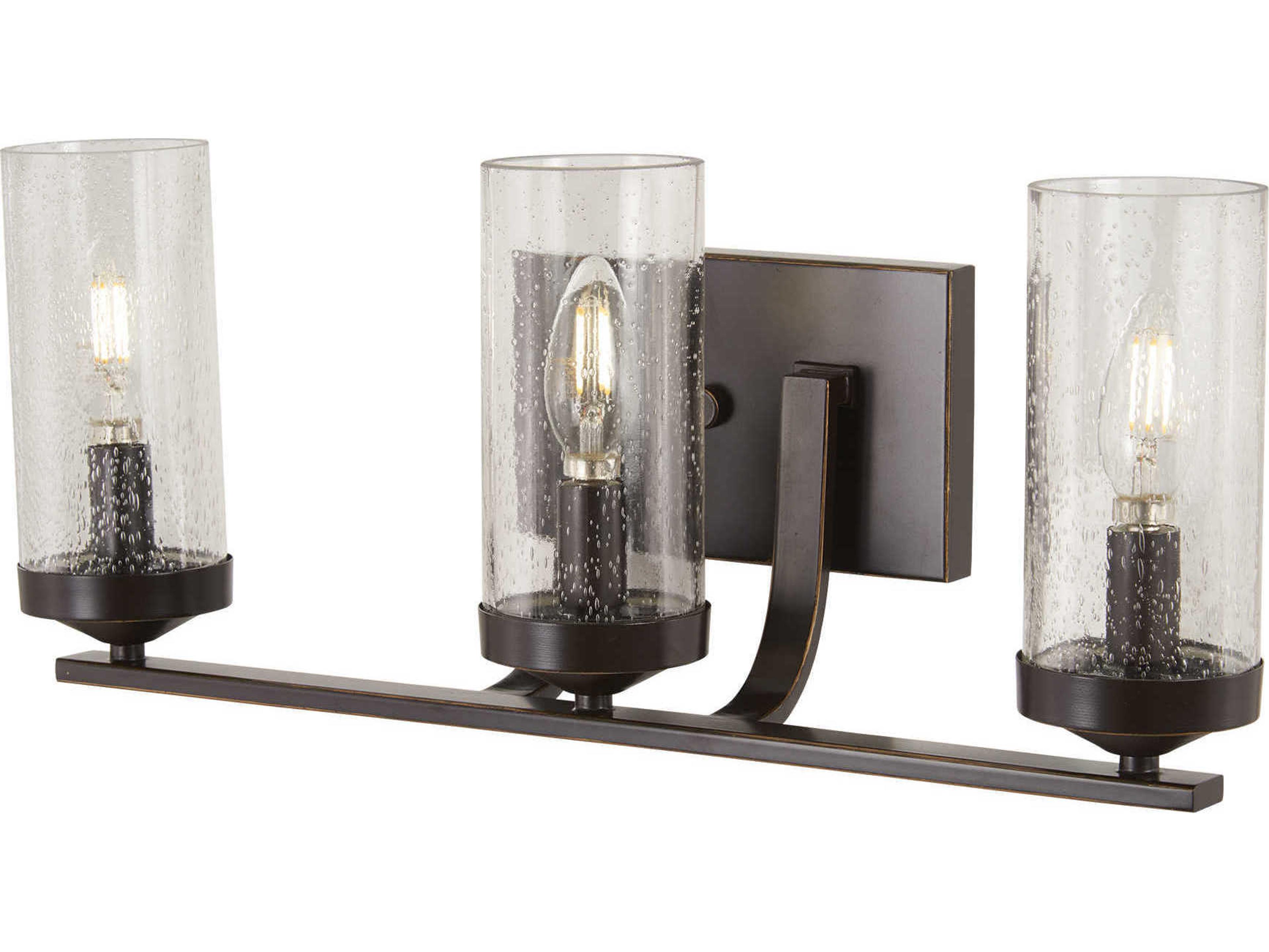 Minka Lavery Elyton 3-Light Downton Bronze Gold Highlight Glass Vanity Light