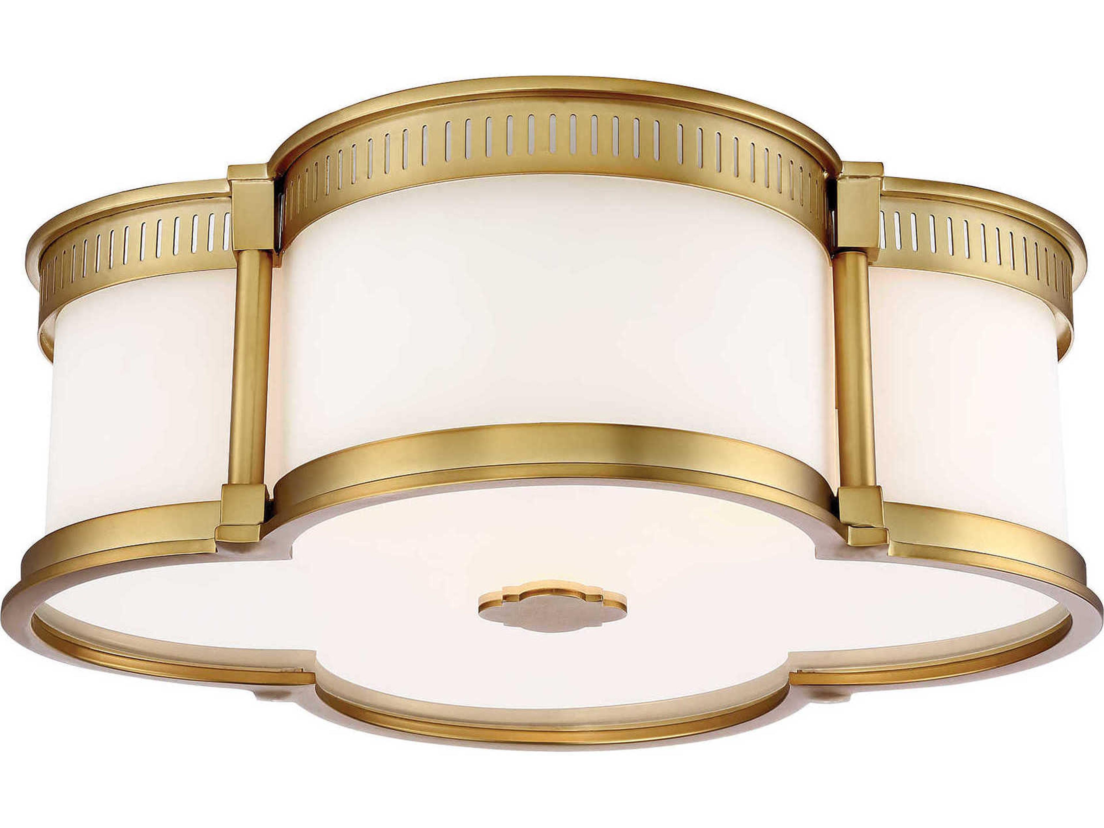 Minka Lavery Mount 1-Light Liberty Gold White Glass LED Geometric Flush
