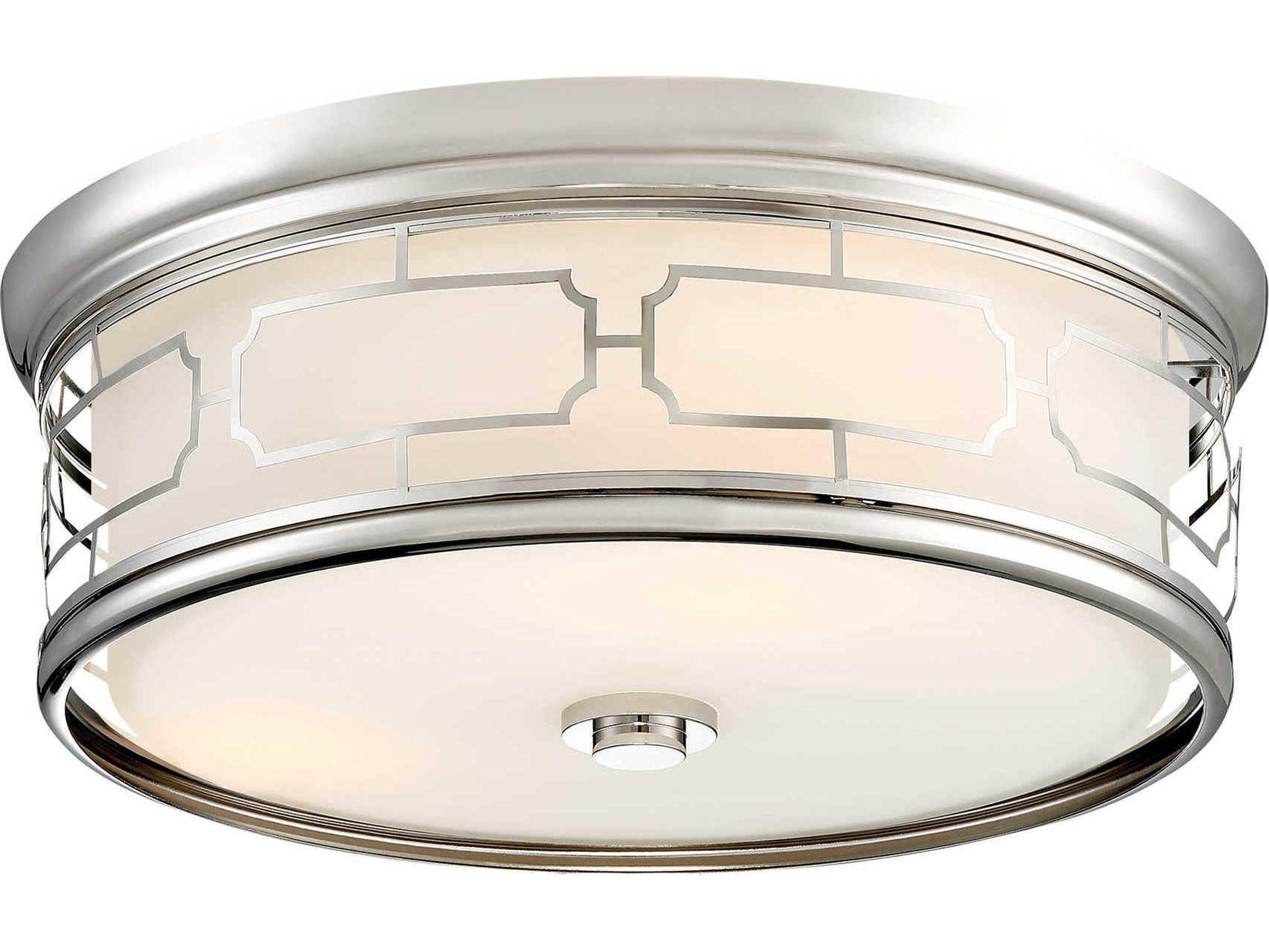 Minka Lavery Mount 1-Light Polished Nickel Glass LED Drum Flush