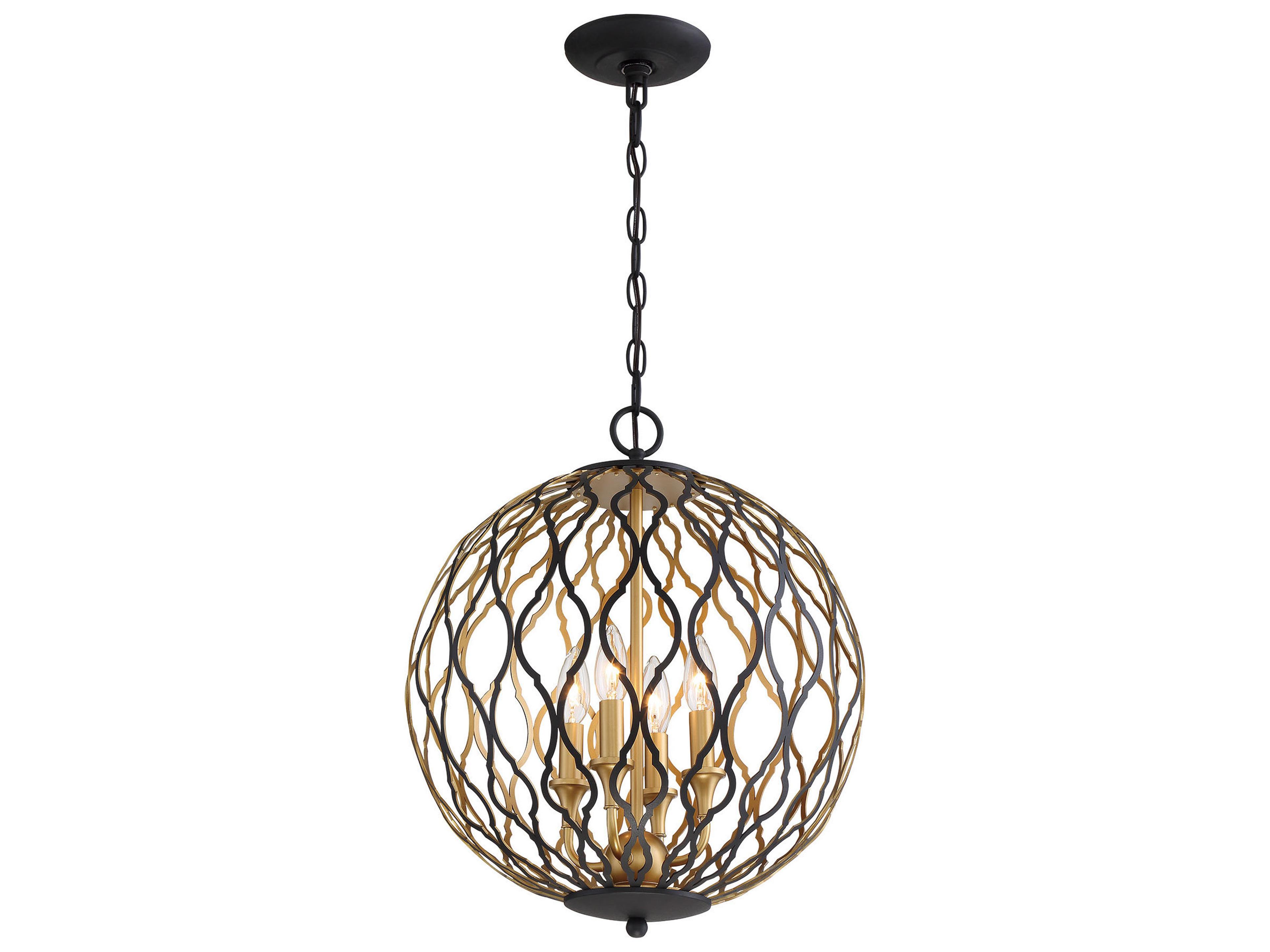 Minka Lavery Gilded Glam 4-Light Sand Coal Painted & Plated Honey Gold Black Geometric Pendant