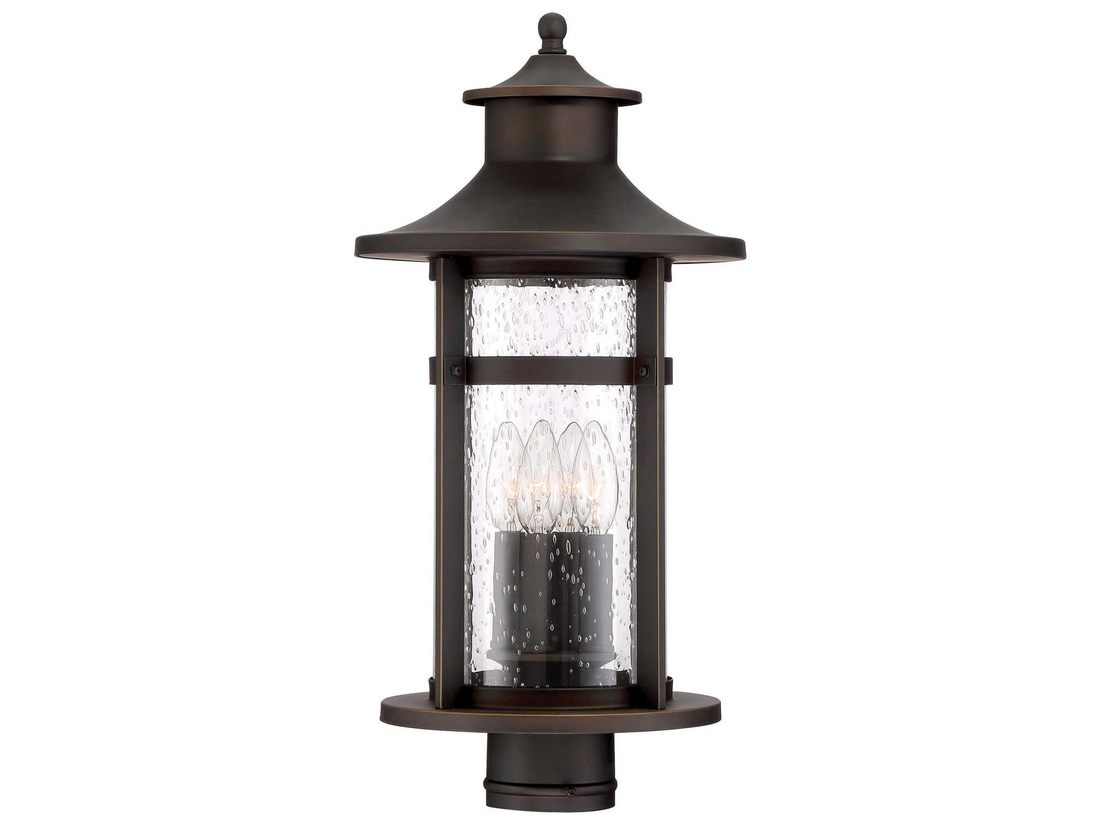 Highland Ridge Oil Rubbed Bronze with Gold Highlights Glass Outdoor Post Light