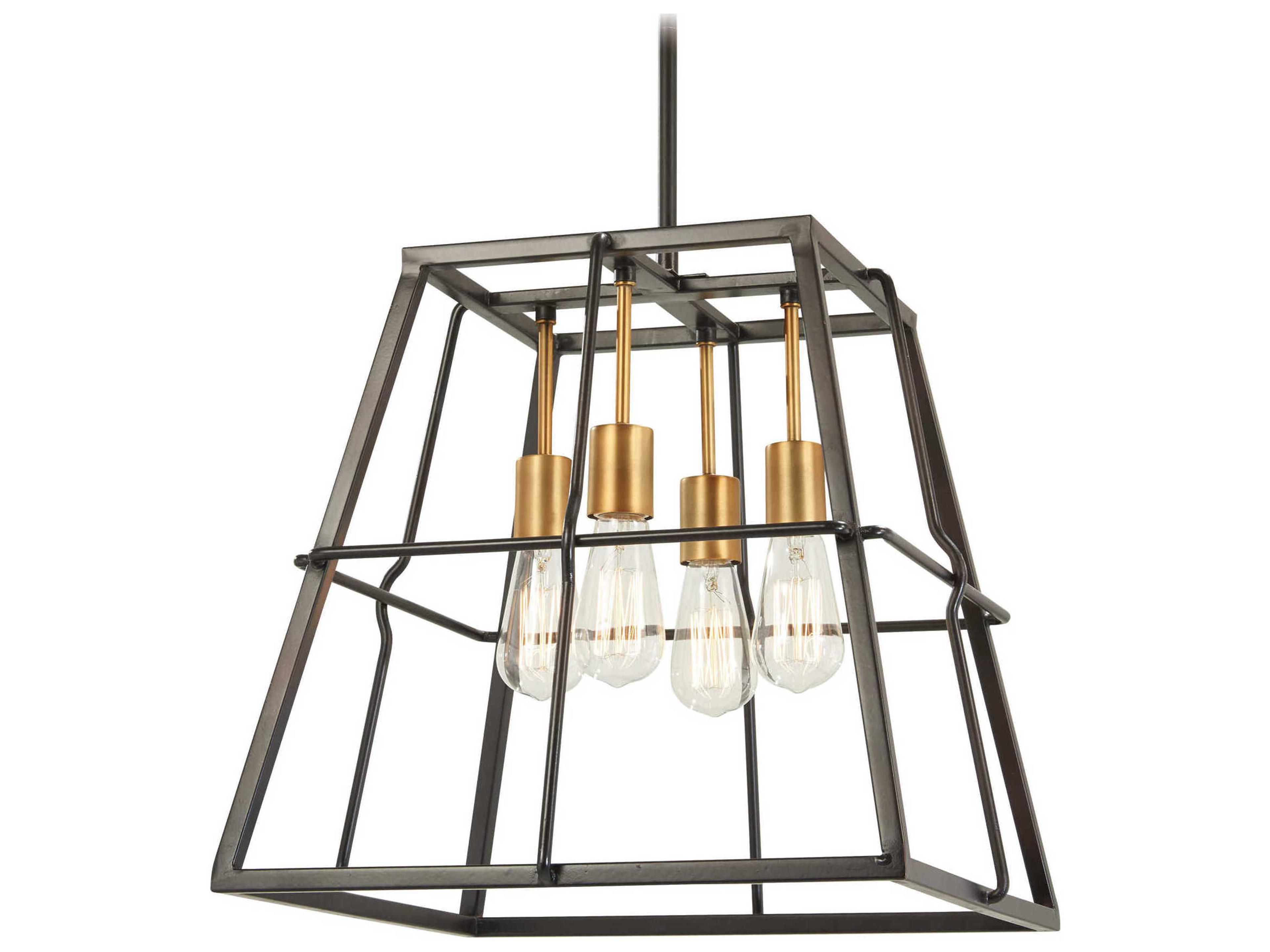 Minka Lavery Keeley Calle 4-Light Painted Bronze Natural Brushed Brass Geometric Pendant