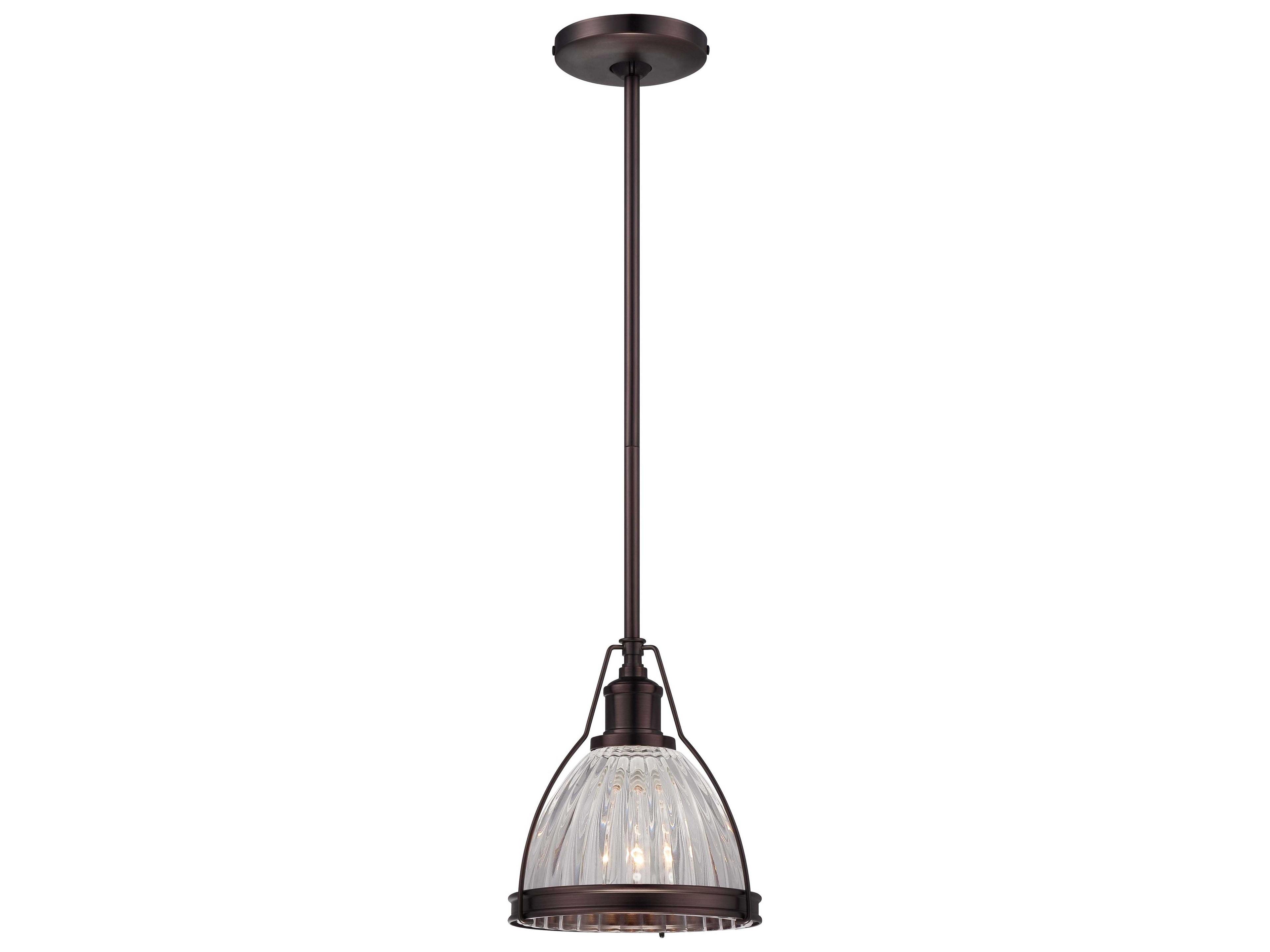 Minka Lavery 1-Light Dark Brushed Bronze Glass Bowl Mini Pendant