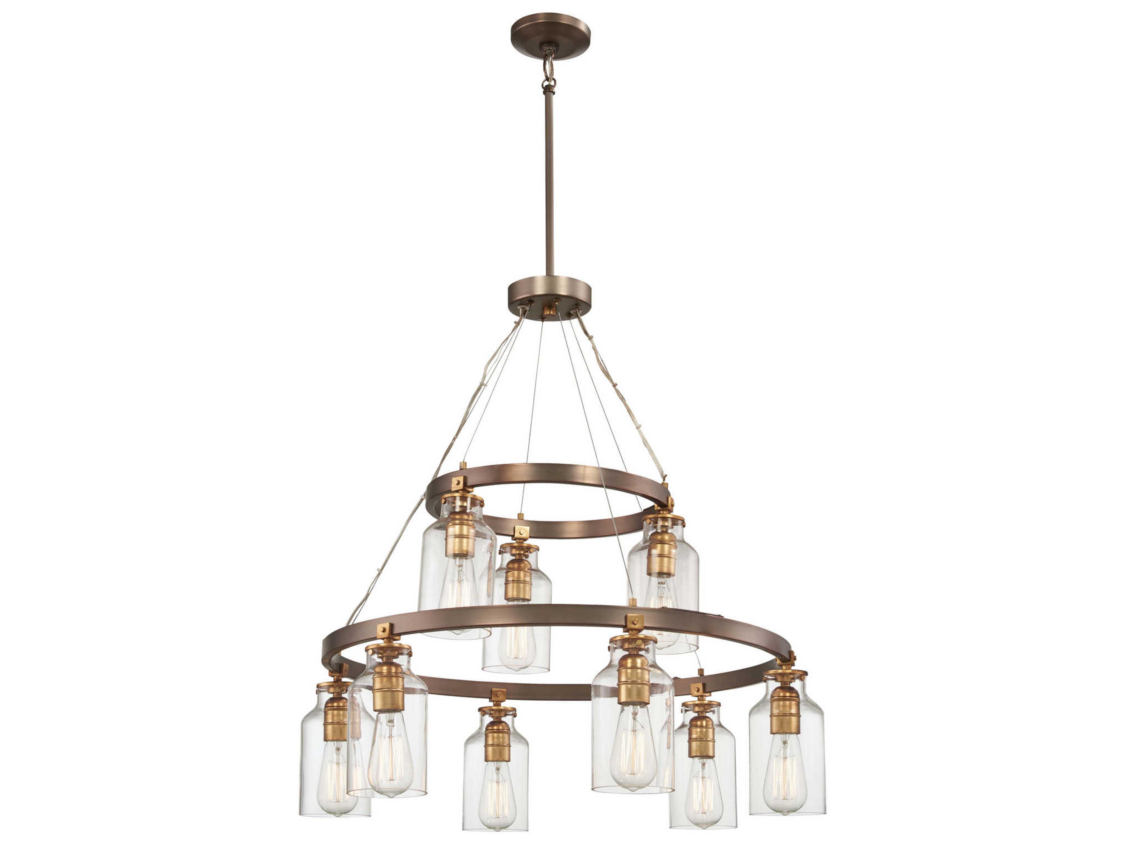 Minka Lavery Morrow 9-Light Bronze Glass Linear Chandelier