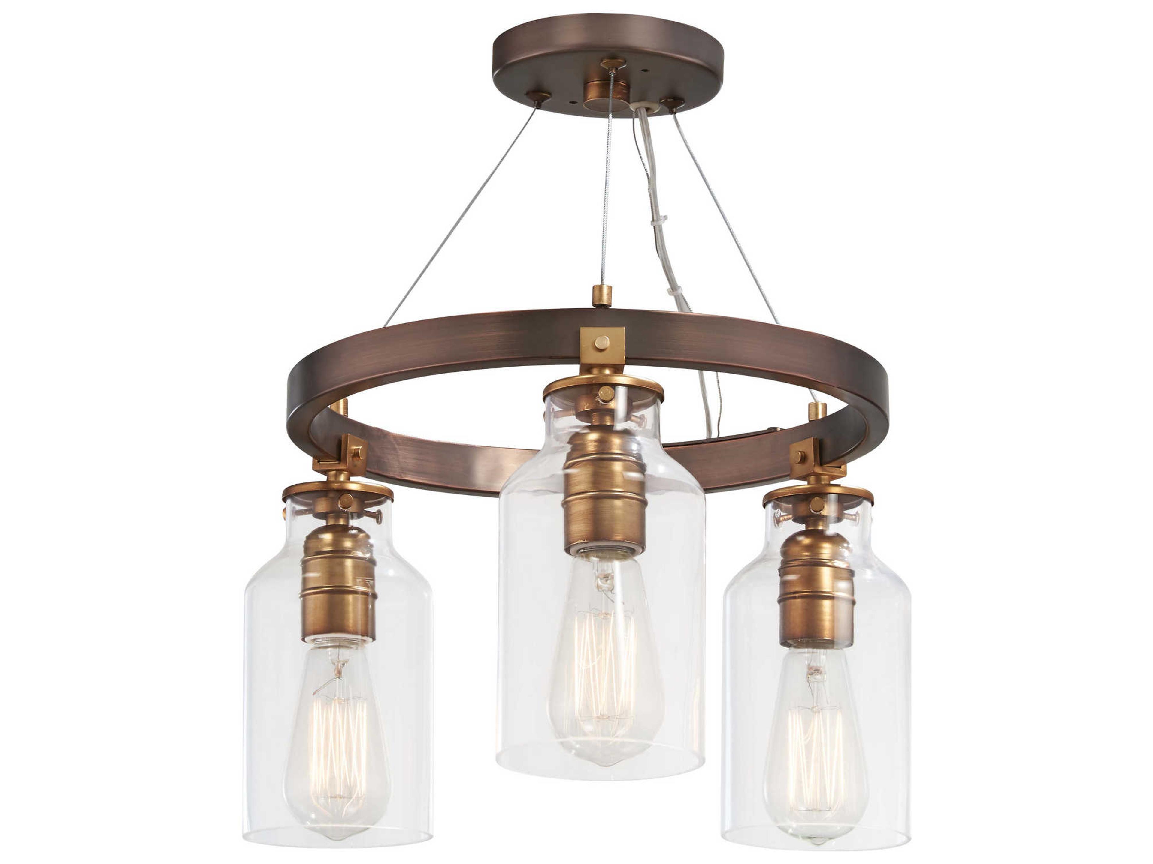 Minka Lavery Morrow 3-Light Bronze Glass Lantern Semi Flush Mount