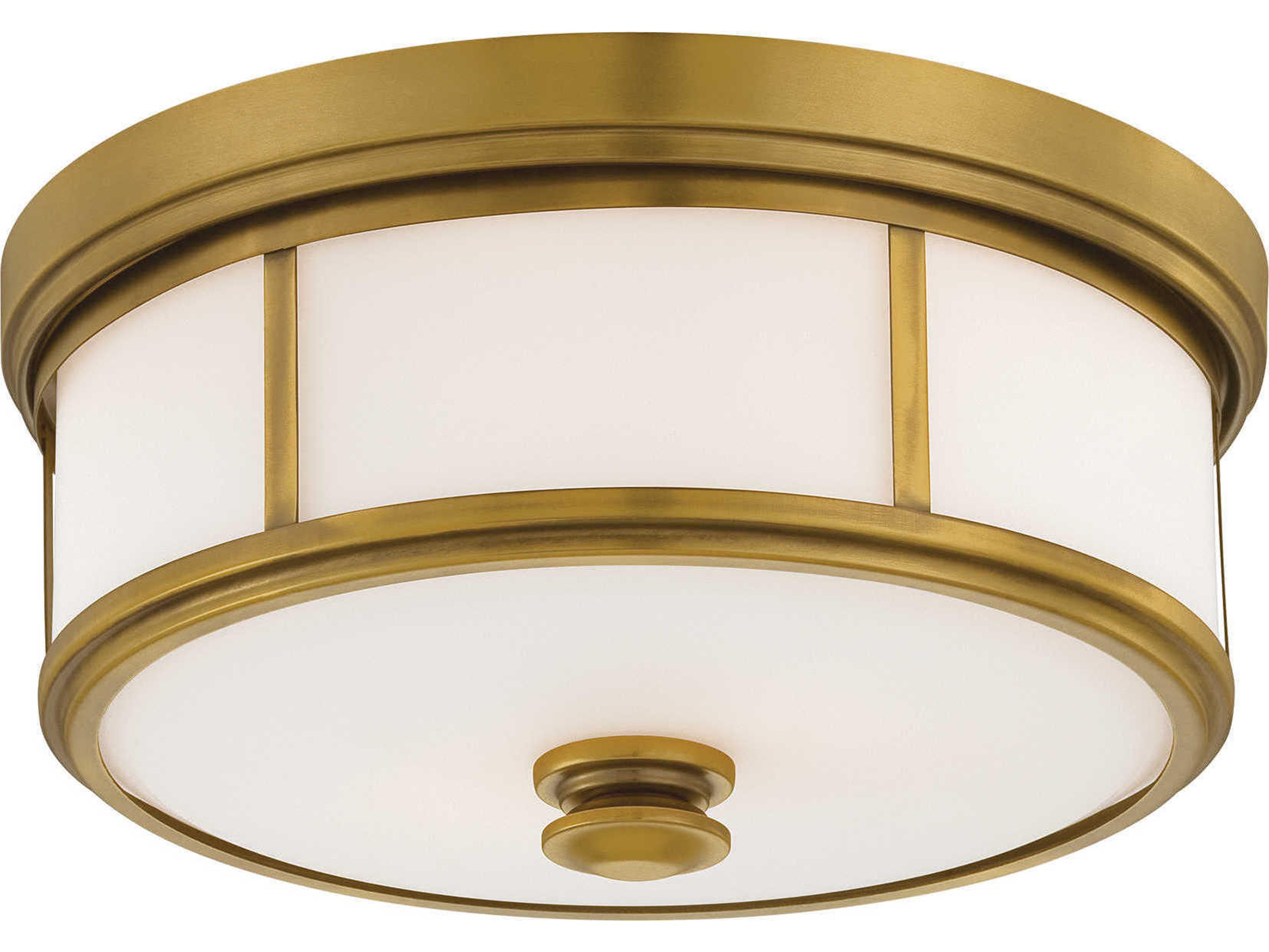 Minka Lavery Mount 3-Light Liberty Gold Glass LED Drum Flush