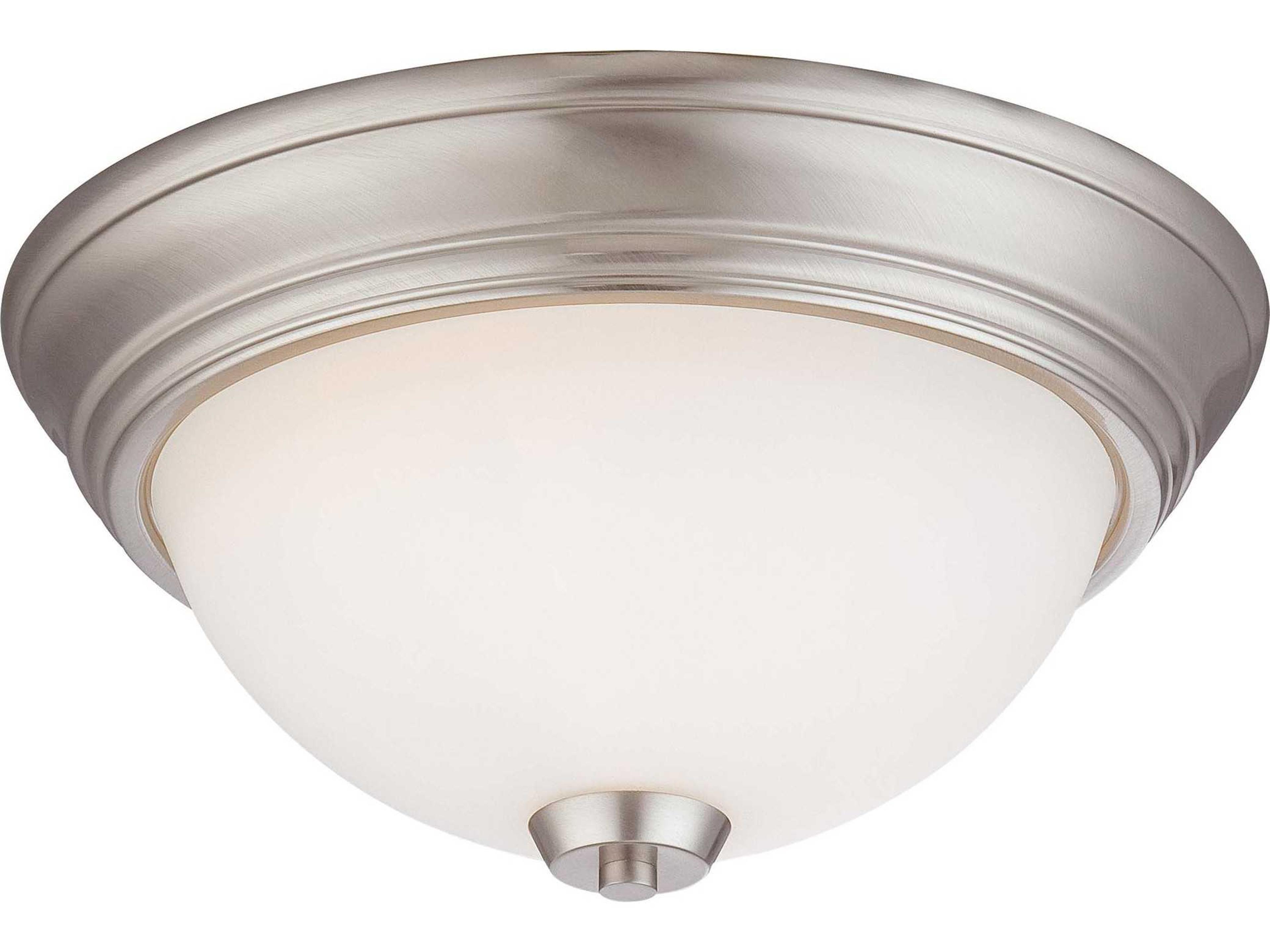 Minka Lavery Overland Park Brushed Nickel Glass Drum Flush Mount