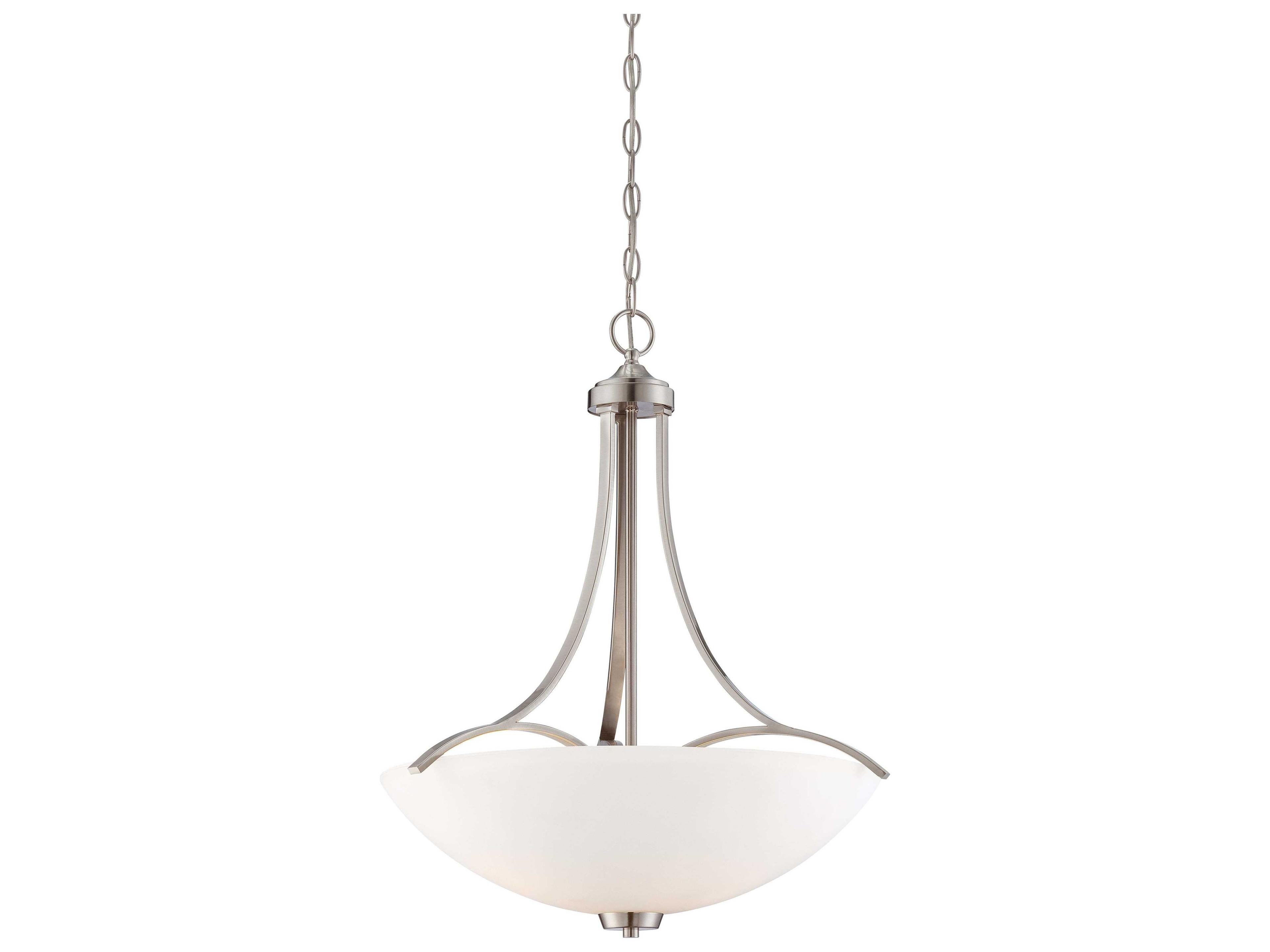 Minka Lavery Overland Park 3-Light Brushed Nickel Glass Bowl Pendant
