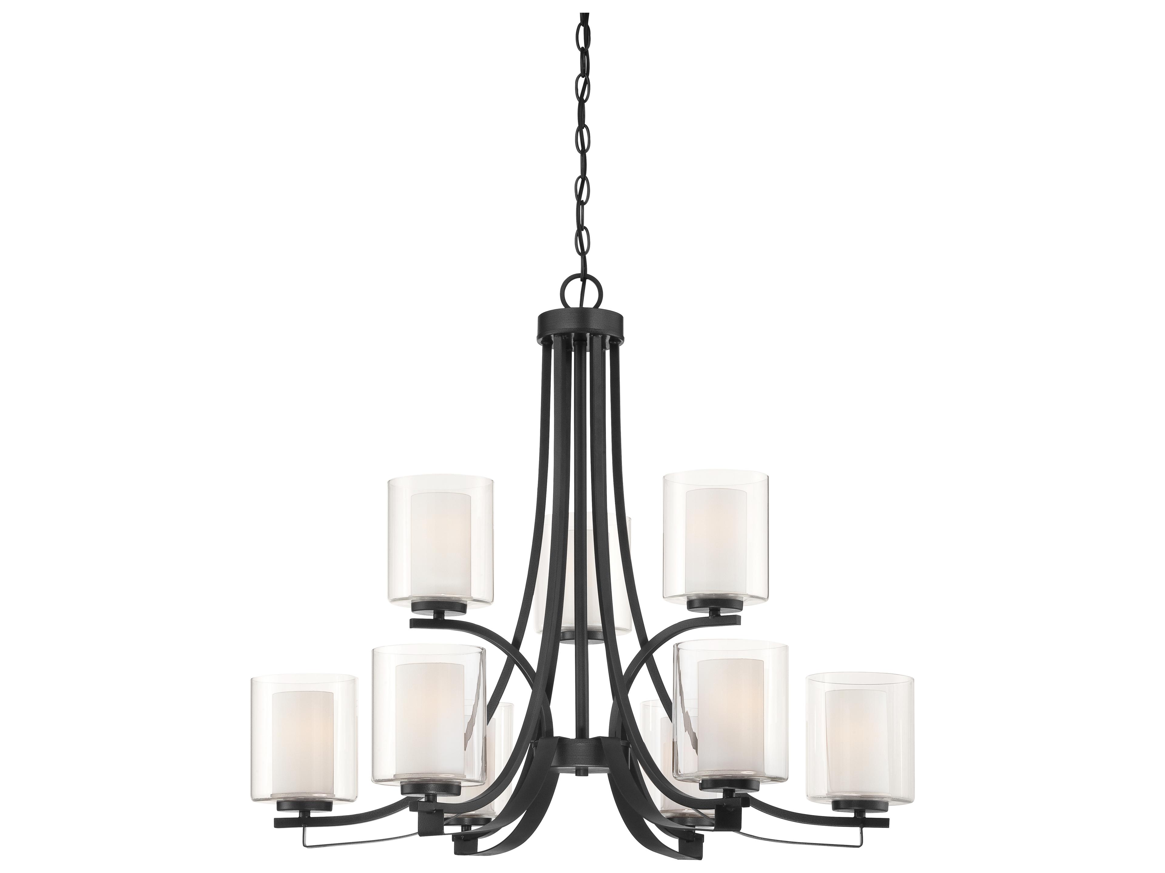 Minka Lavery Parsons Studio 9-Light Sand Coal Black Glass Cylinder Linear Chandelier