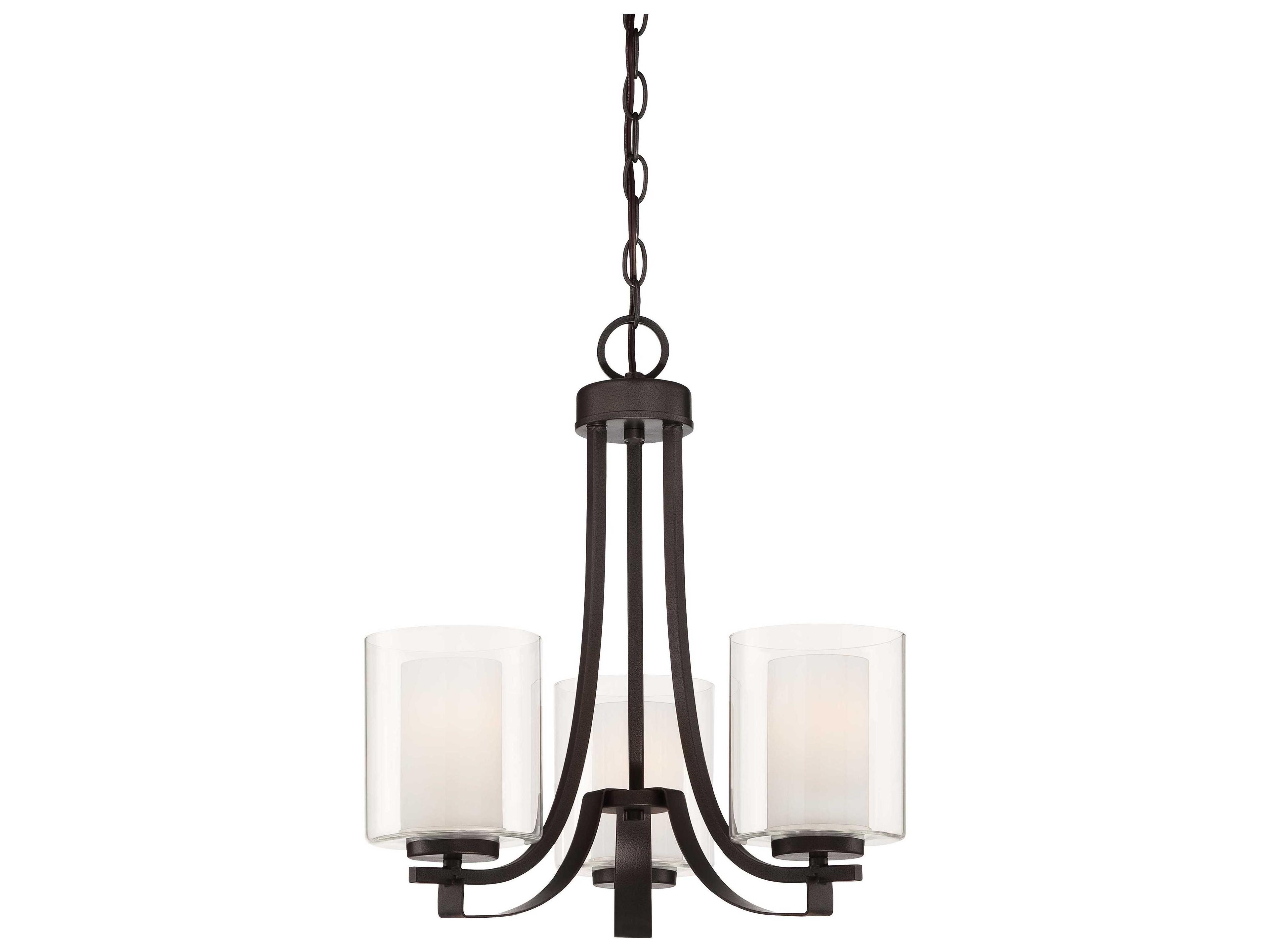 Minka Lavery Parsons Studio 3-Light Smoked Iron Black Glass Cylinder Linear Chandelier