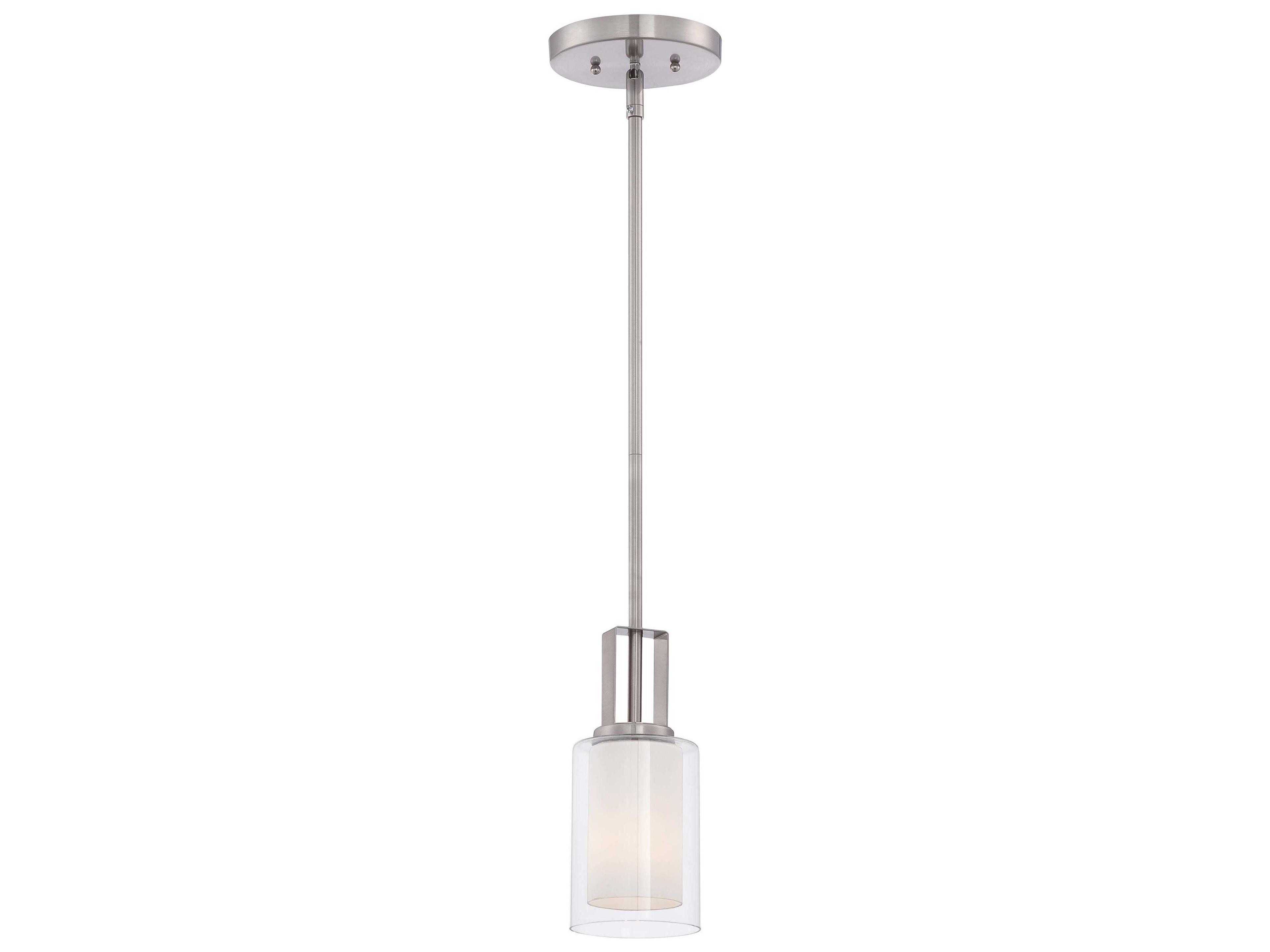 Minka Lavery Parsons Studio 1-Light Brushed Nickel Glass Cylinder Mini Pendant