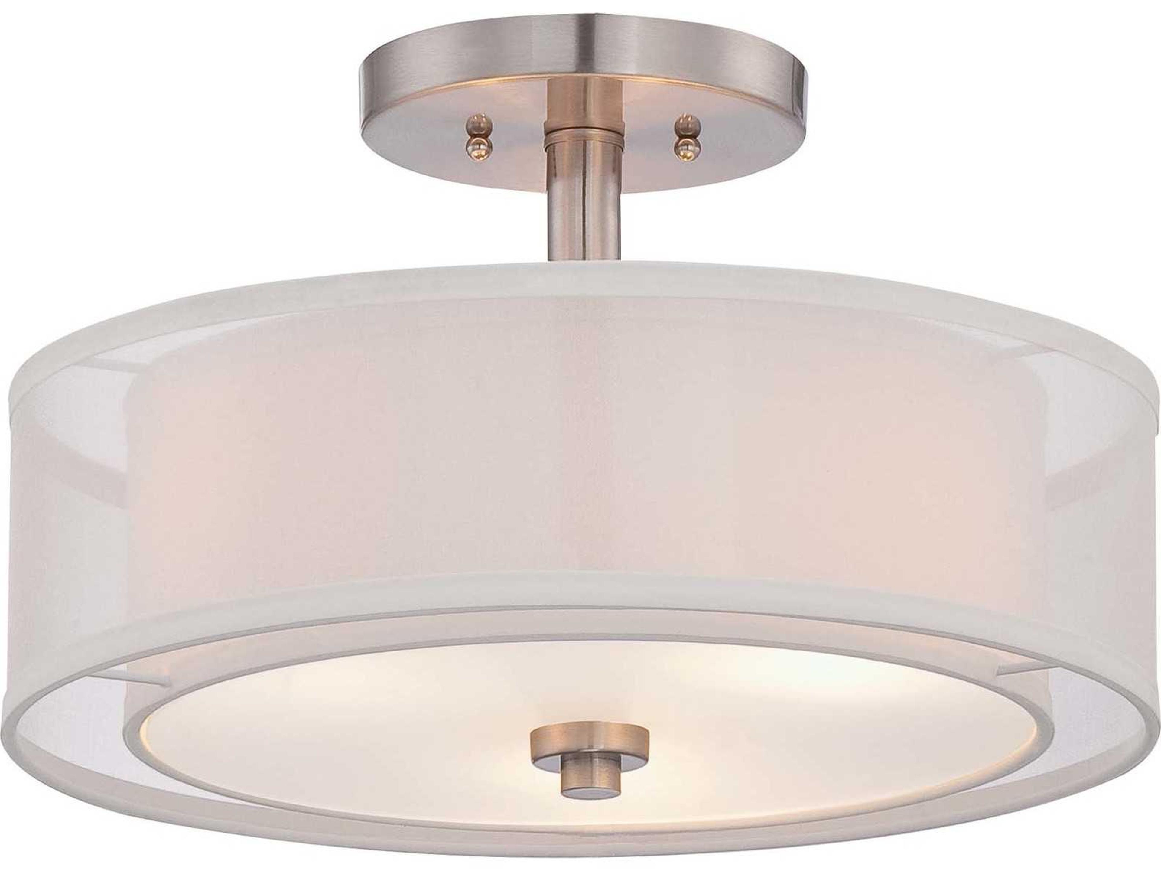 Minka Lavery Parsons Studio Brushed Nickel Dome Drum Semi Flush Mount