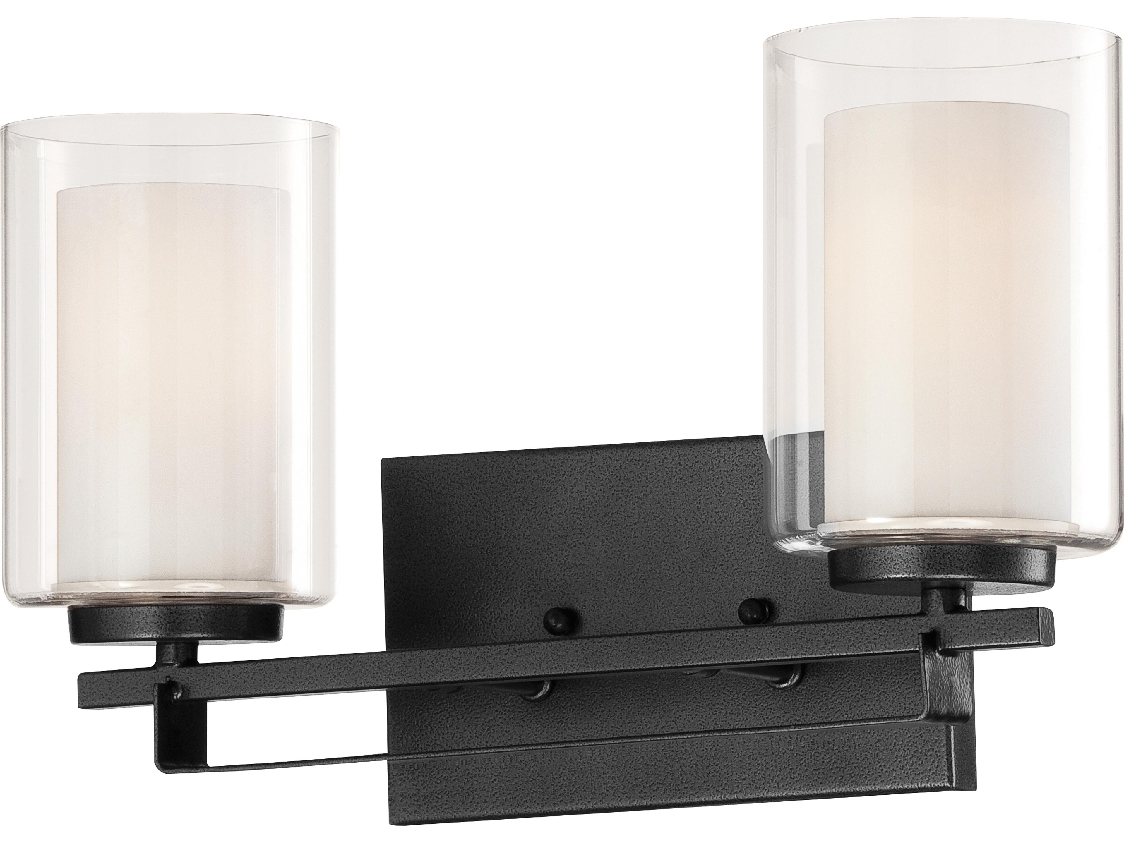 Minka Lavery Parsons Studio 2-Light Sand Coal Black Glass Vanity Light