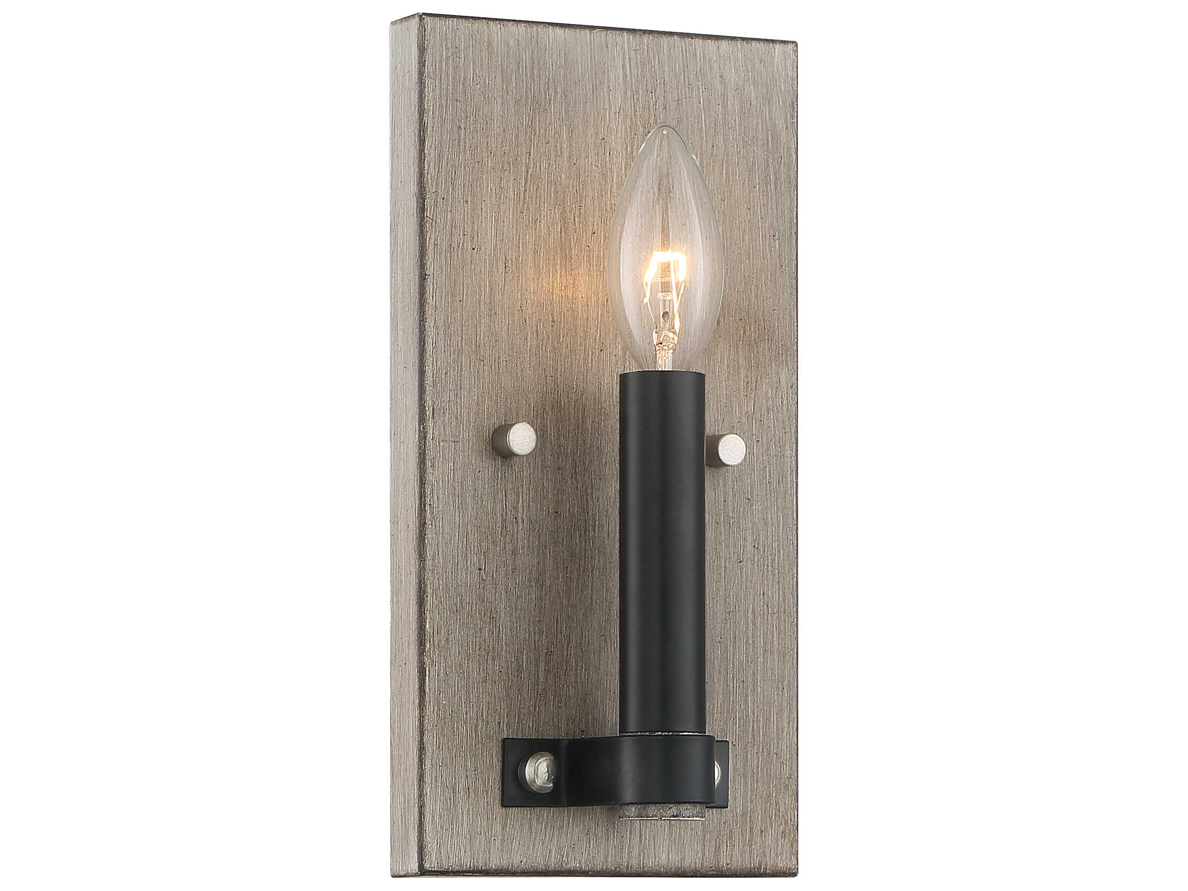 Minka Lavery Rawson Ridge 1-Light Aged Silverwood Coal Black Wall Sconce