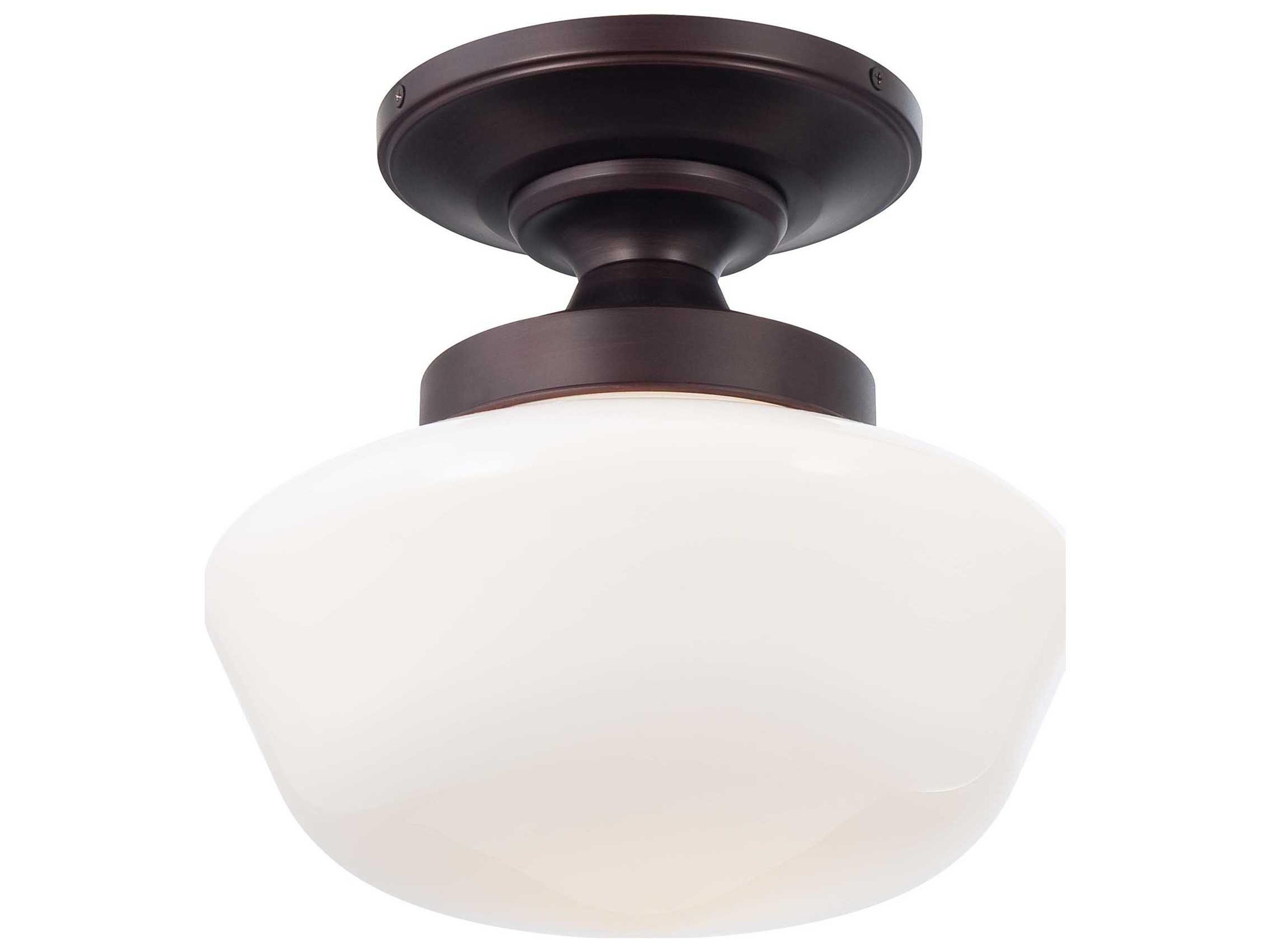 Minka Lavery Schoolhouse Brushed Bronze Glass Dome Linear Semi Flush Mount