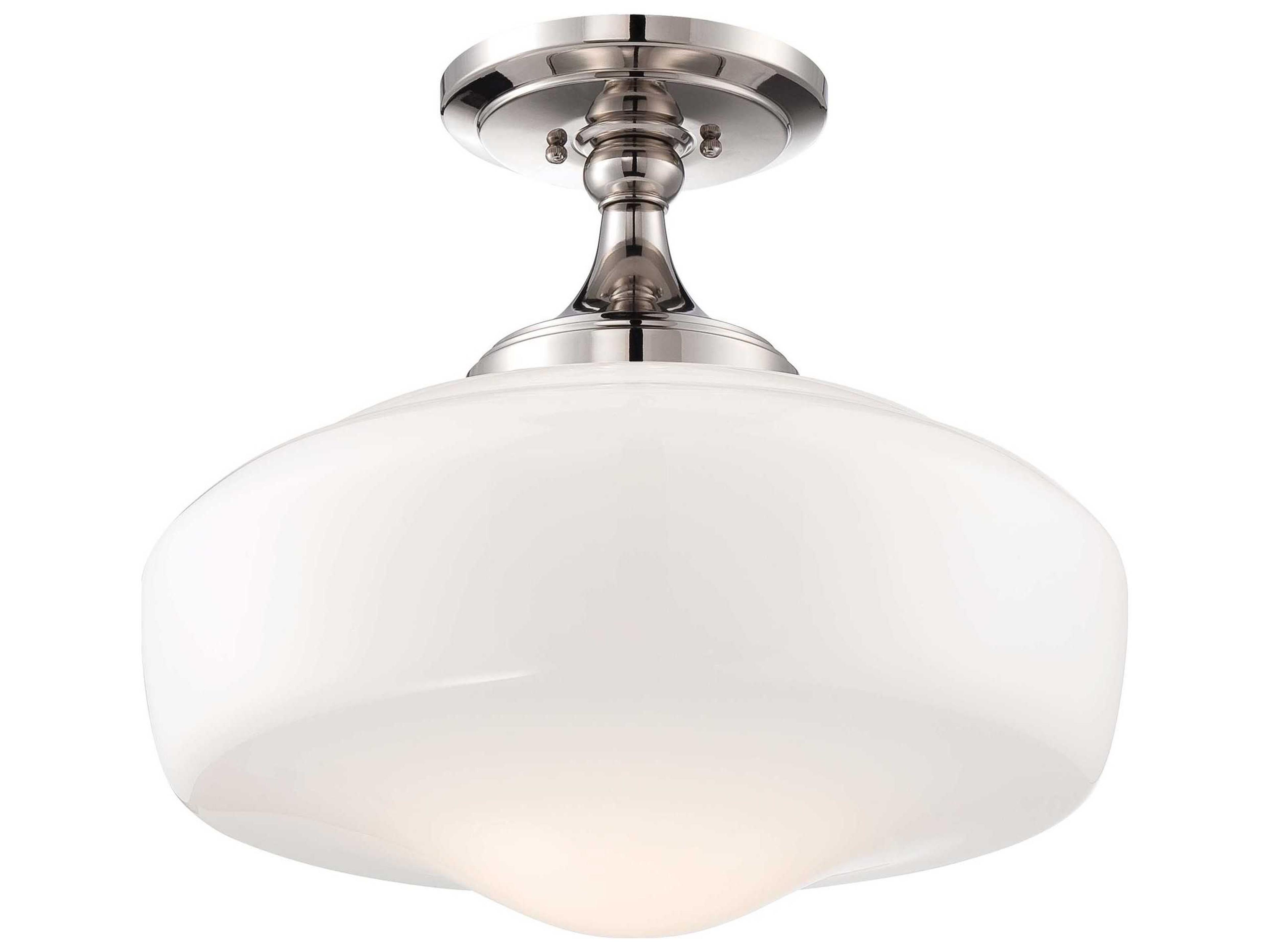 Minka Lavery Schoolhouse Polished Nickel Glass LED Dome Linear Semi Flush Mount