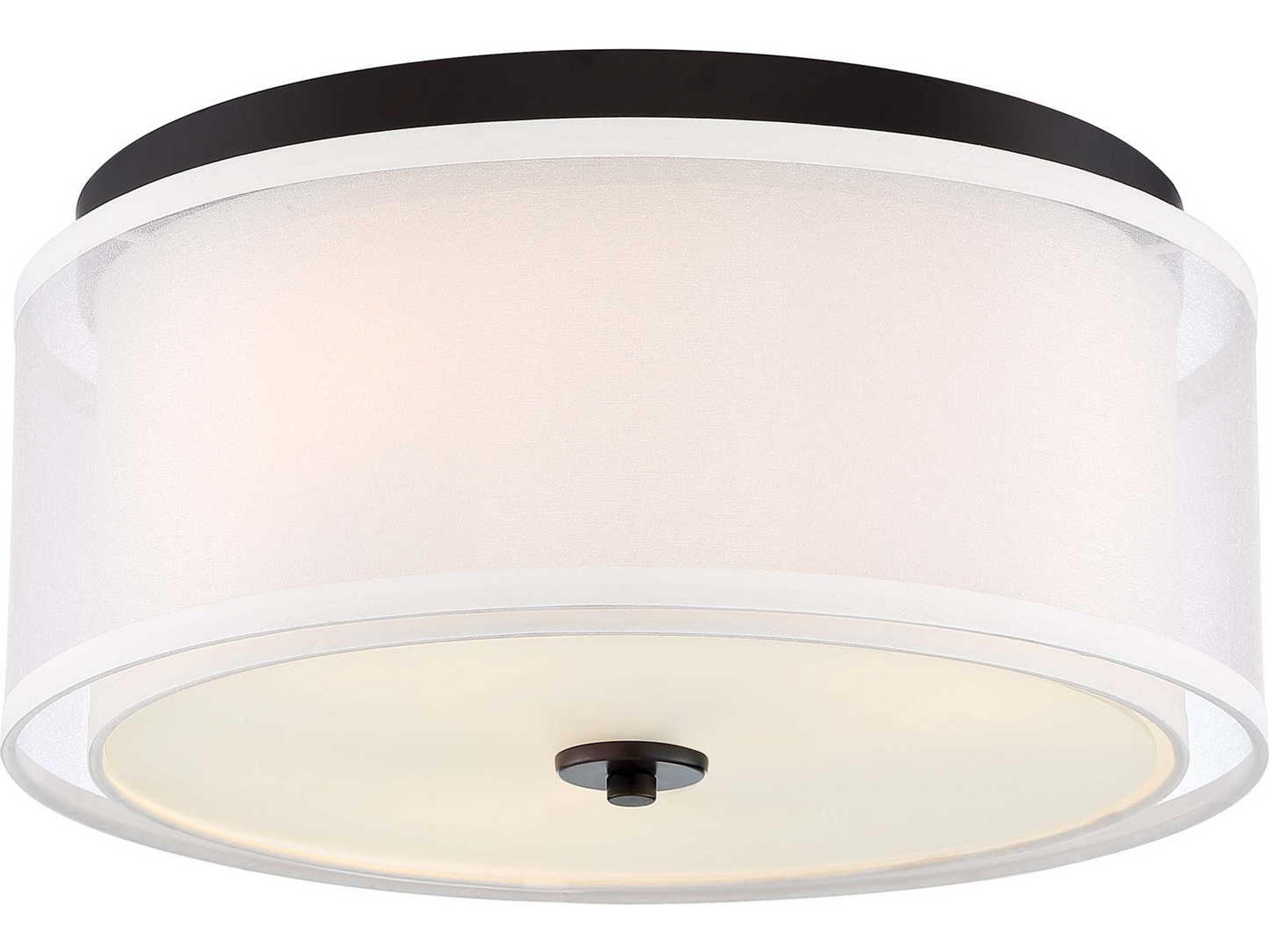 Minka Lavery Studio 5 3-Light Painted Bronze With Natural Brush Dome Drum Flush Mount