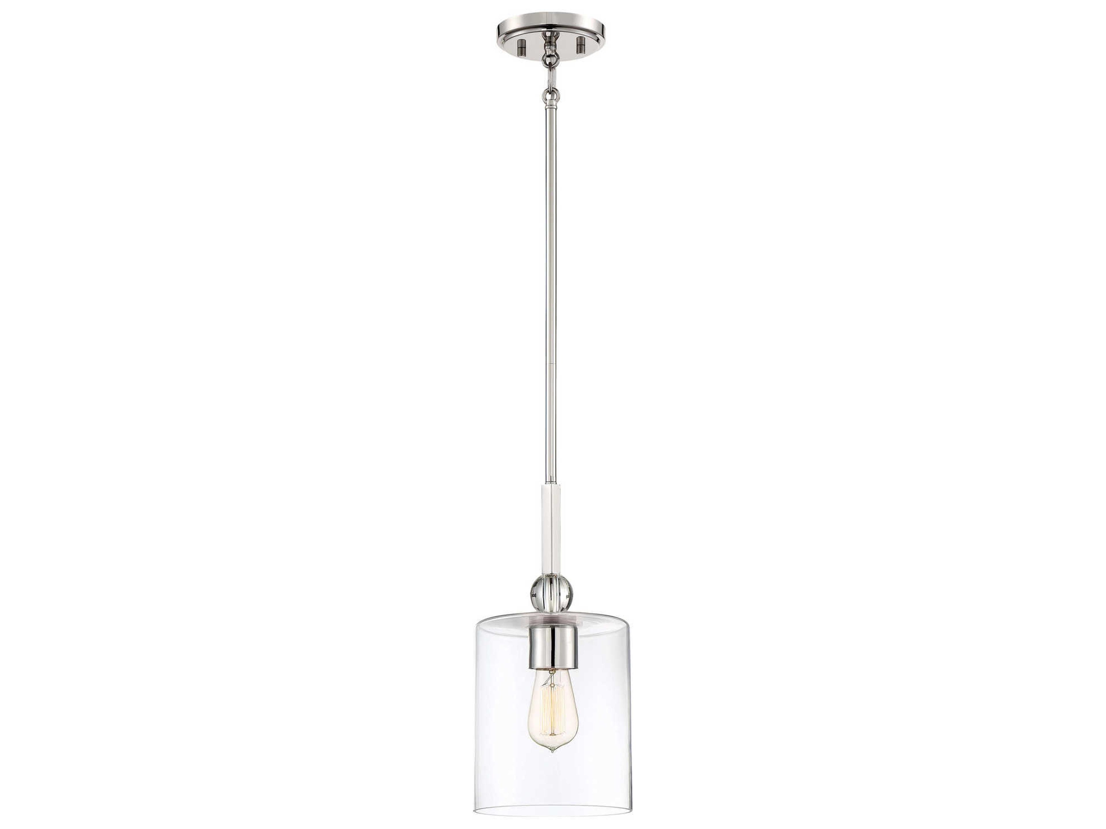 Minka Lavery Studio 1-Light Polished Nickel Glass Cylinder Linear Mini Pendant