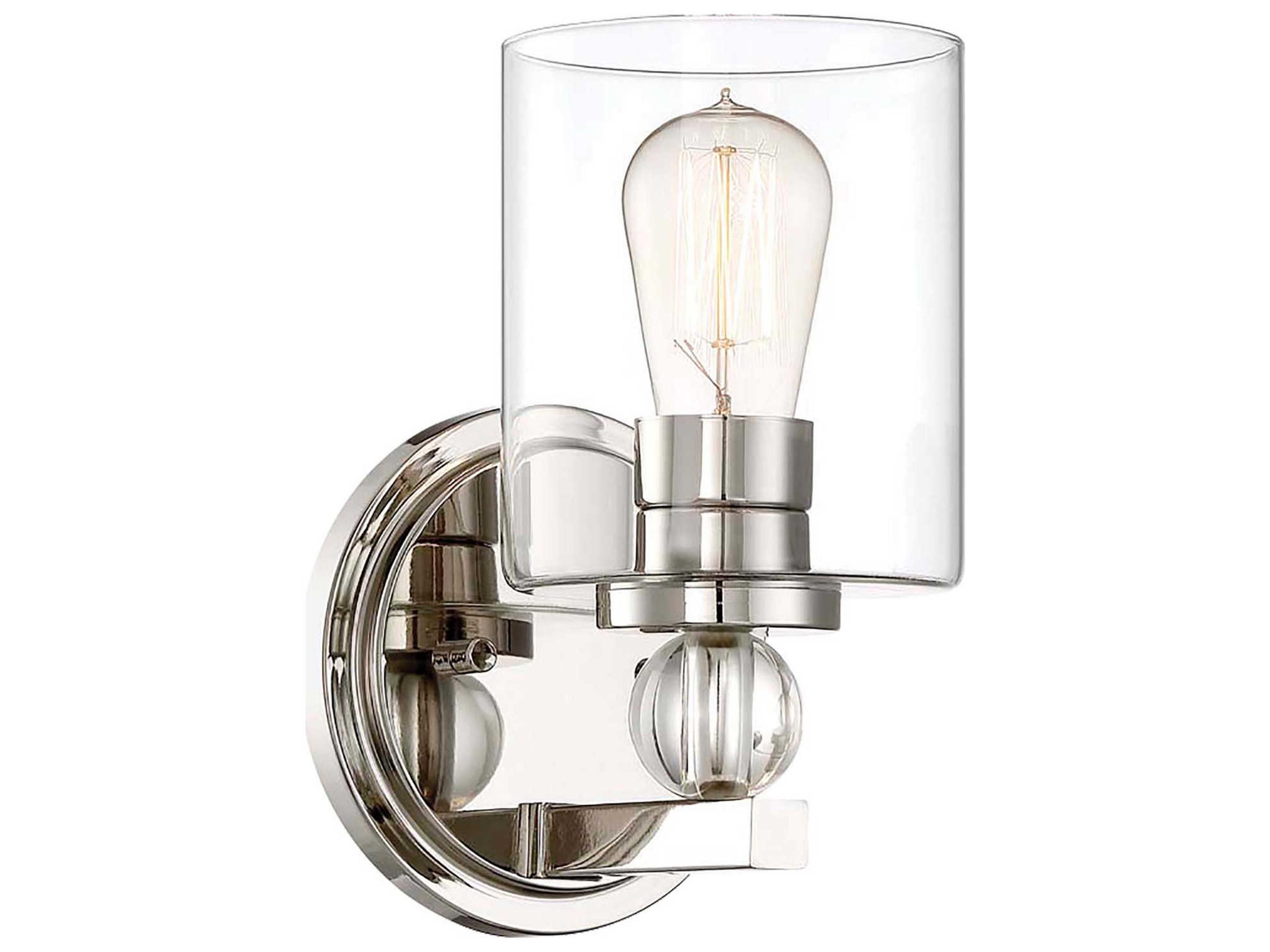 Minka Lavery Studio 5 1-Light Polished Nickel Glass Wall Sconce