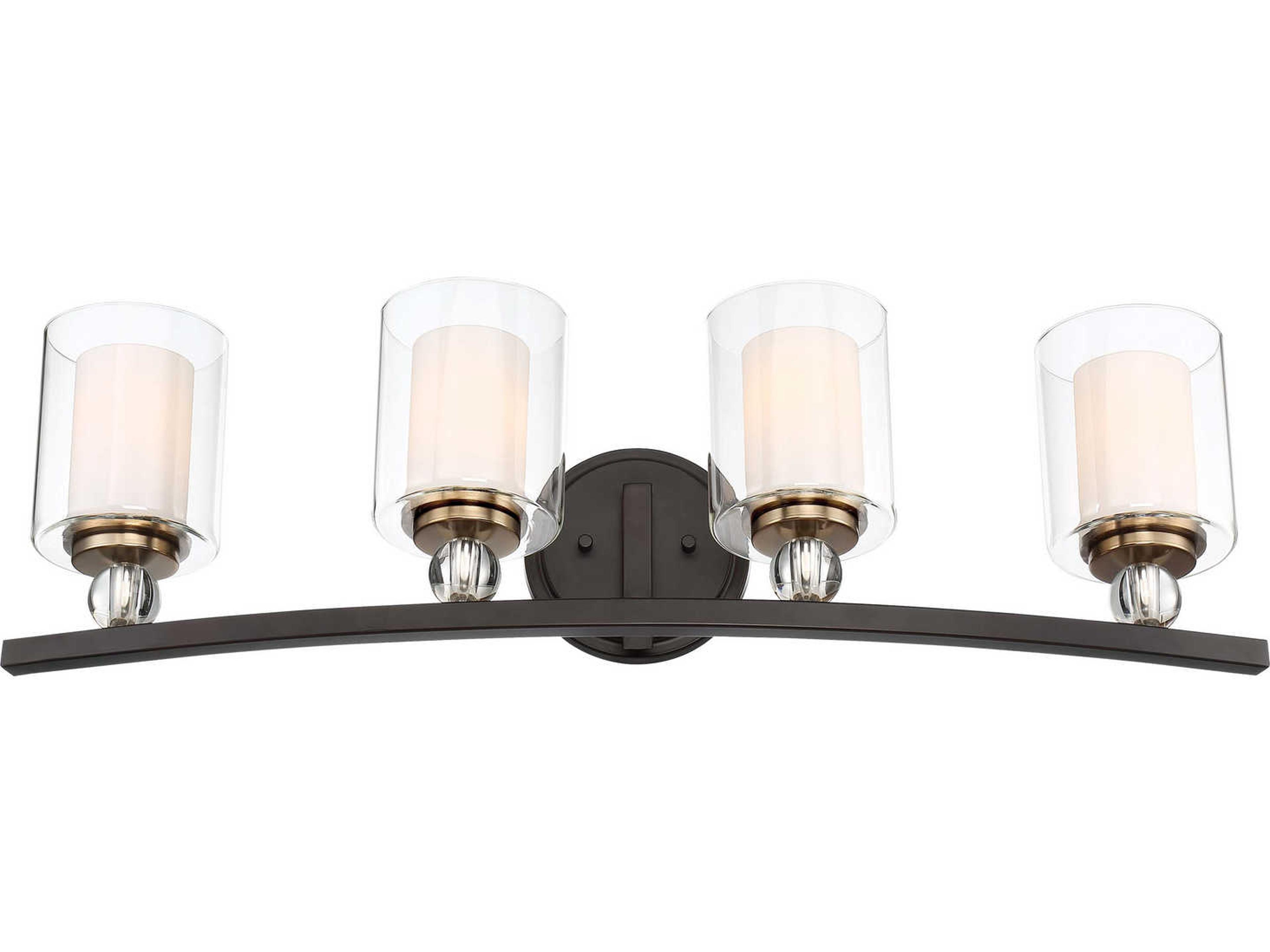 Minka Lavery Studio 5 4-Light Painted Bronze With Natural Brush Glass Vanity Light