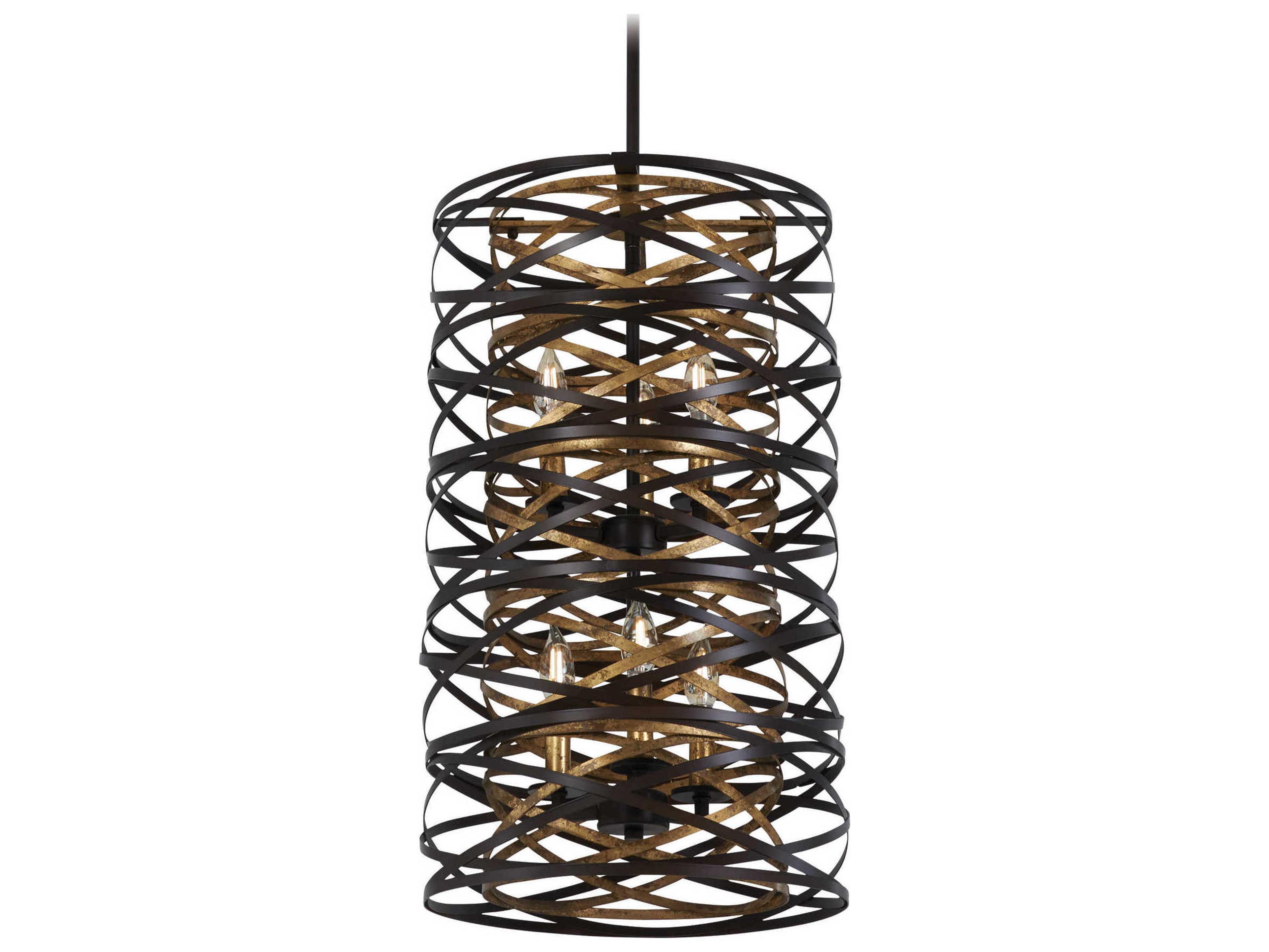 Minka Lavery Vortic Flow 6-Light Dark Bronze Mosaic Gold Candelabra Chandelier