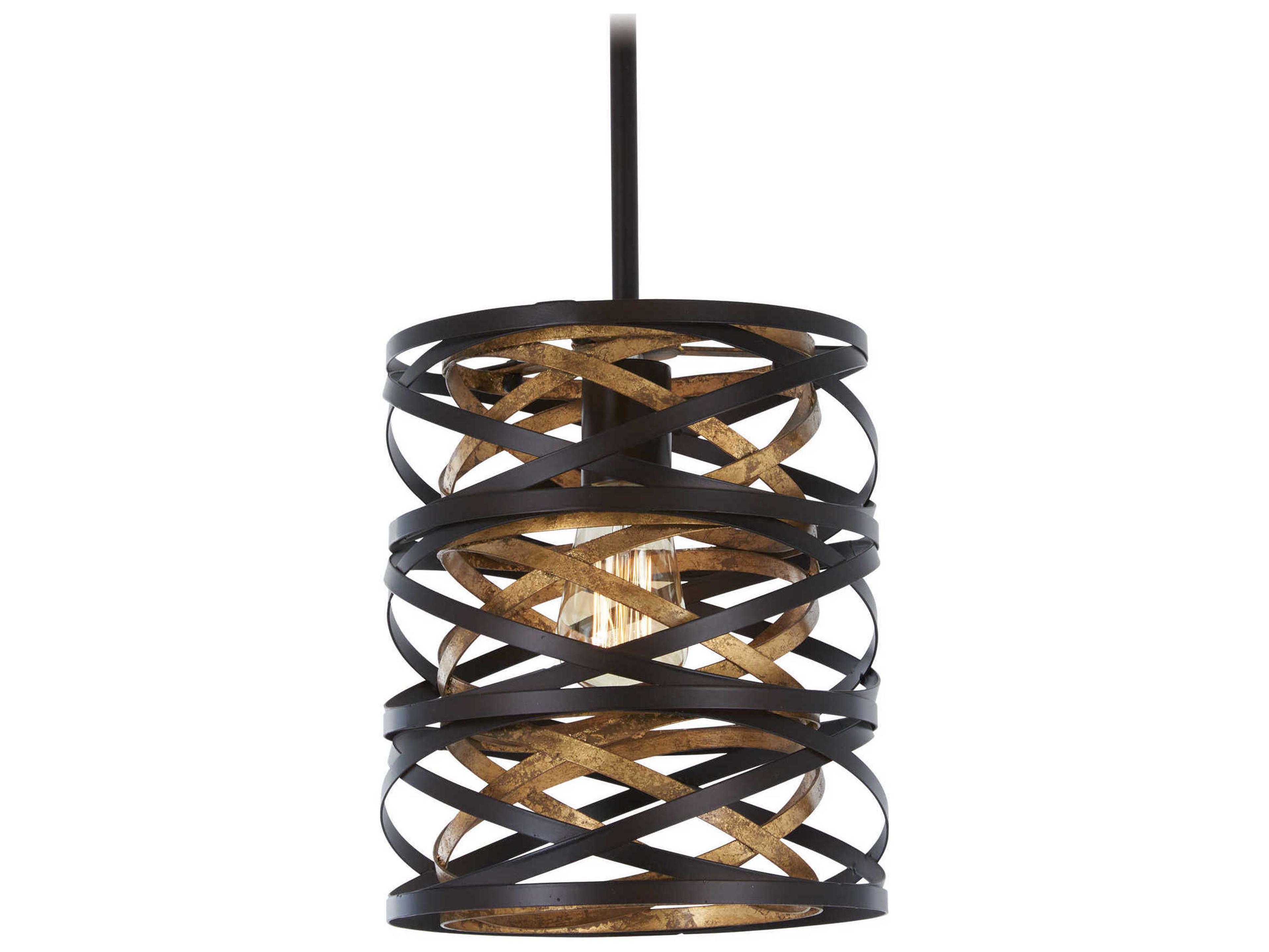 Minka Lavery Vortic Flow 1-Light Dark Bronze Mosaic Gold Linear Mini Pendant