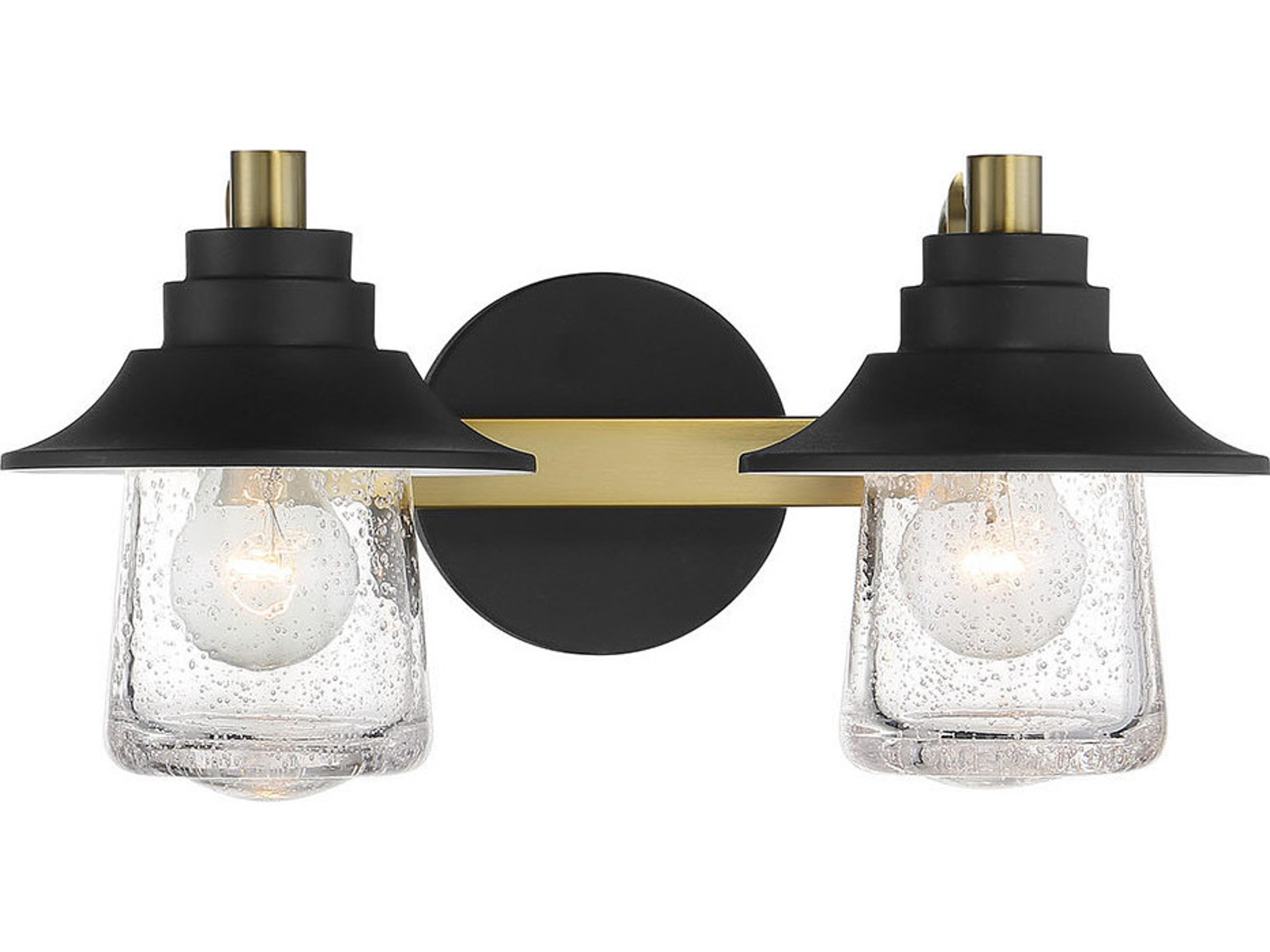 Minka Lavery Westfield Manor Sand Coal Soft Brass Black Glass LED Vanity Light