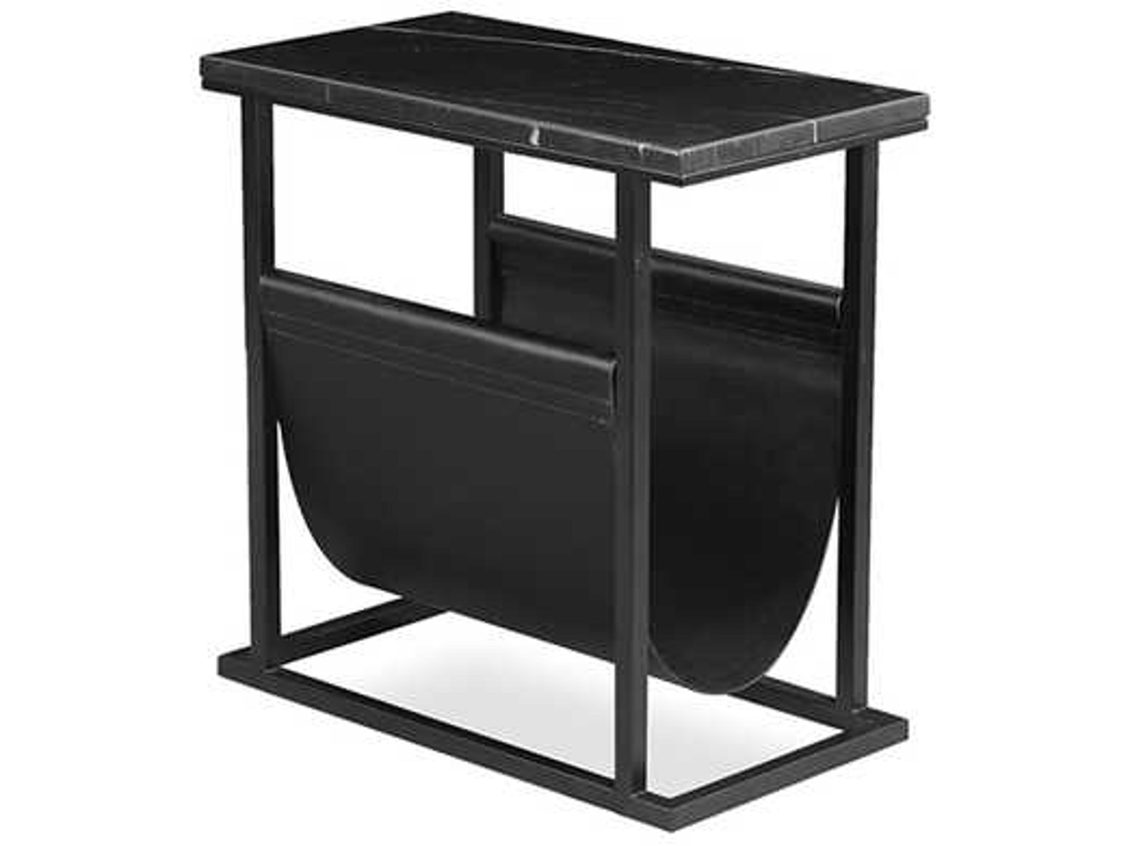 Mobital Onix Rectangular Matte Black Volakas Marble End Table