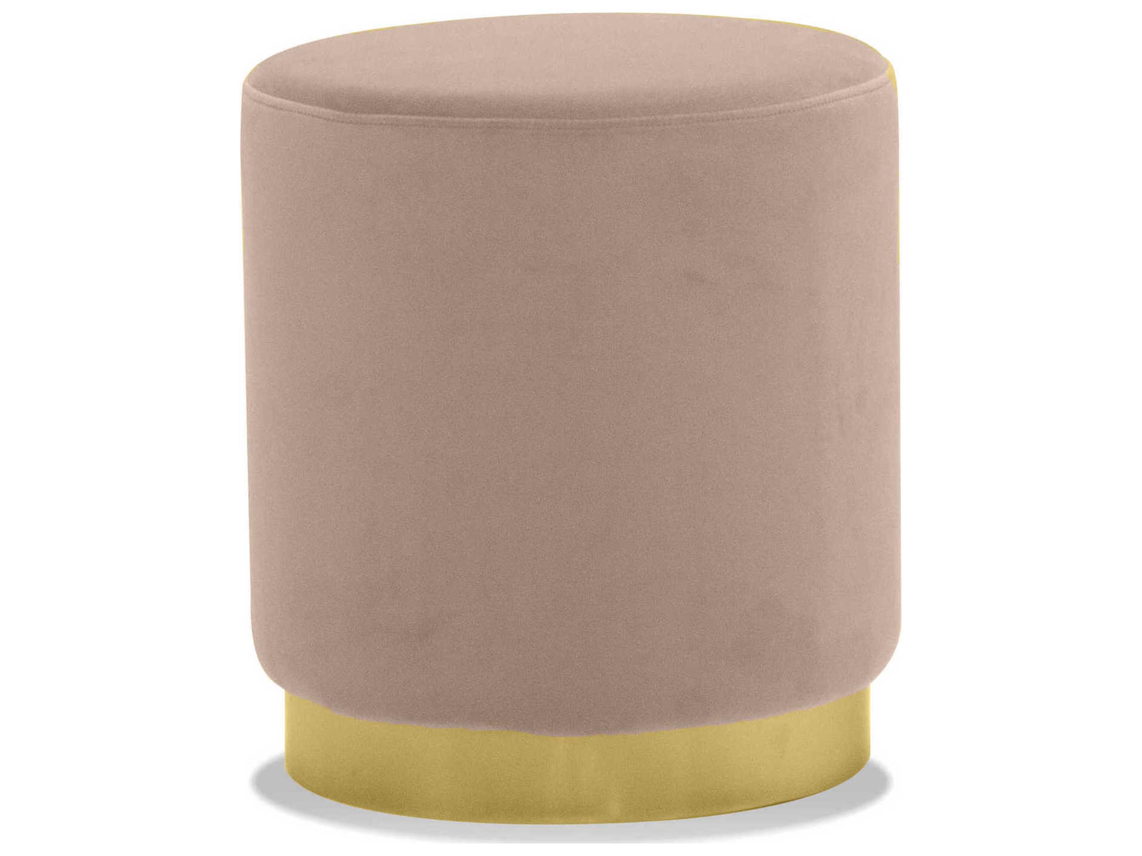 Pillbox Blush Gold Pink Upholstered Ottoman