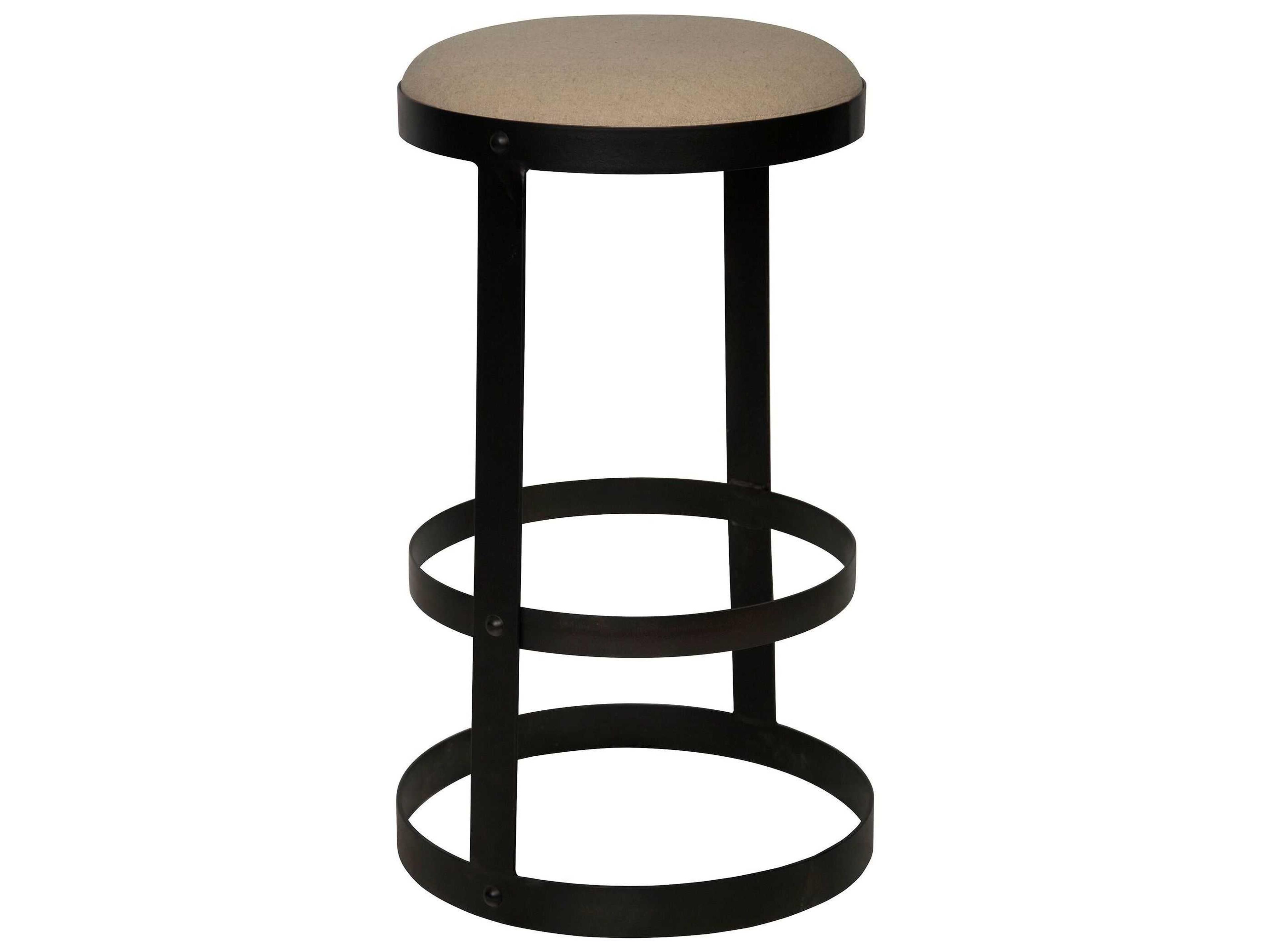 Noir Upholstered Black Metal Bar Stool