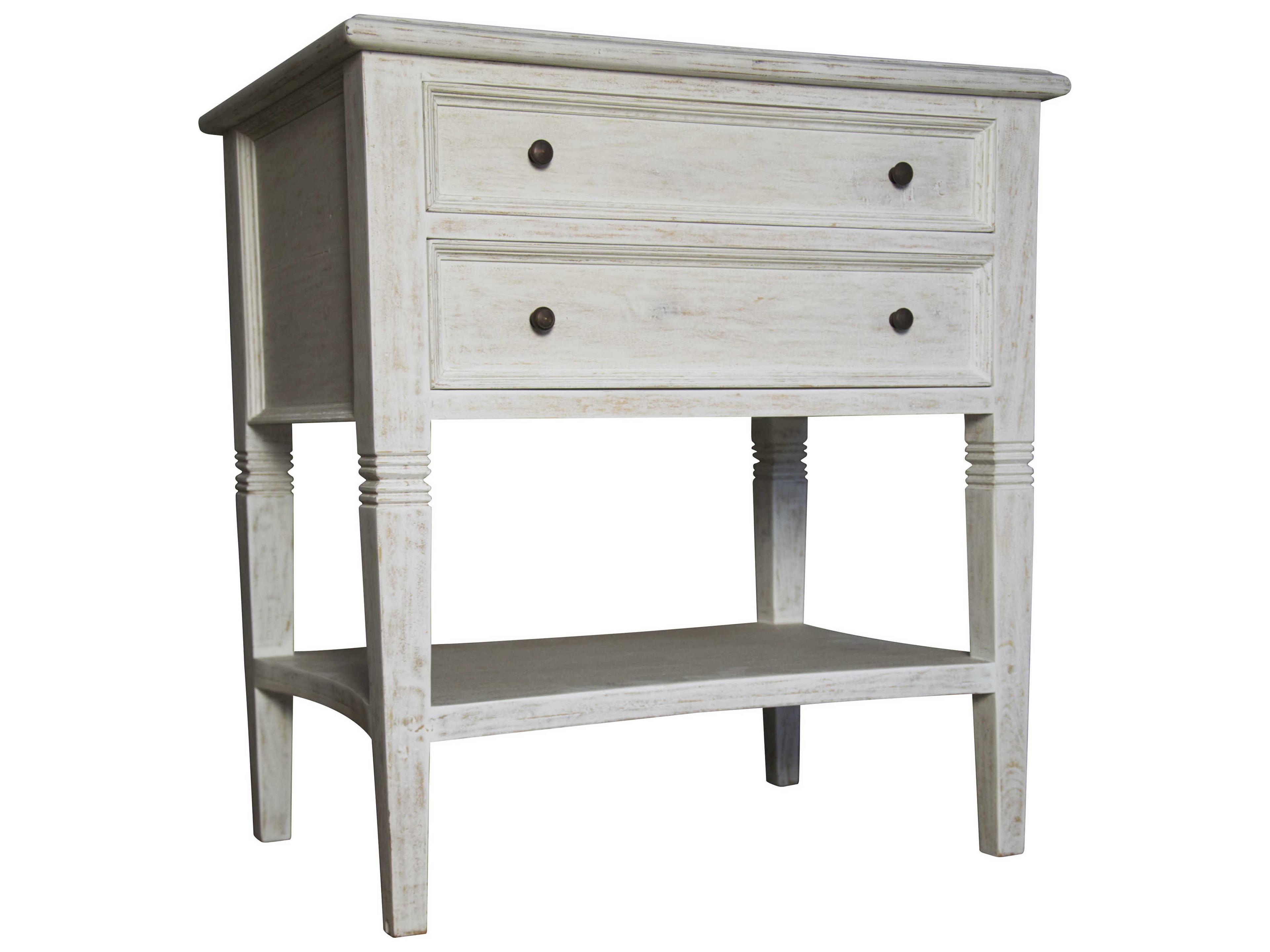 Noir Oxford 2-Drawers Mahogany Wood Nightstand