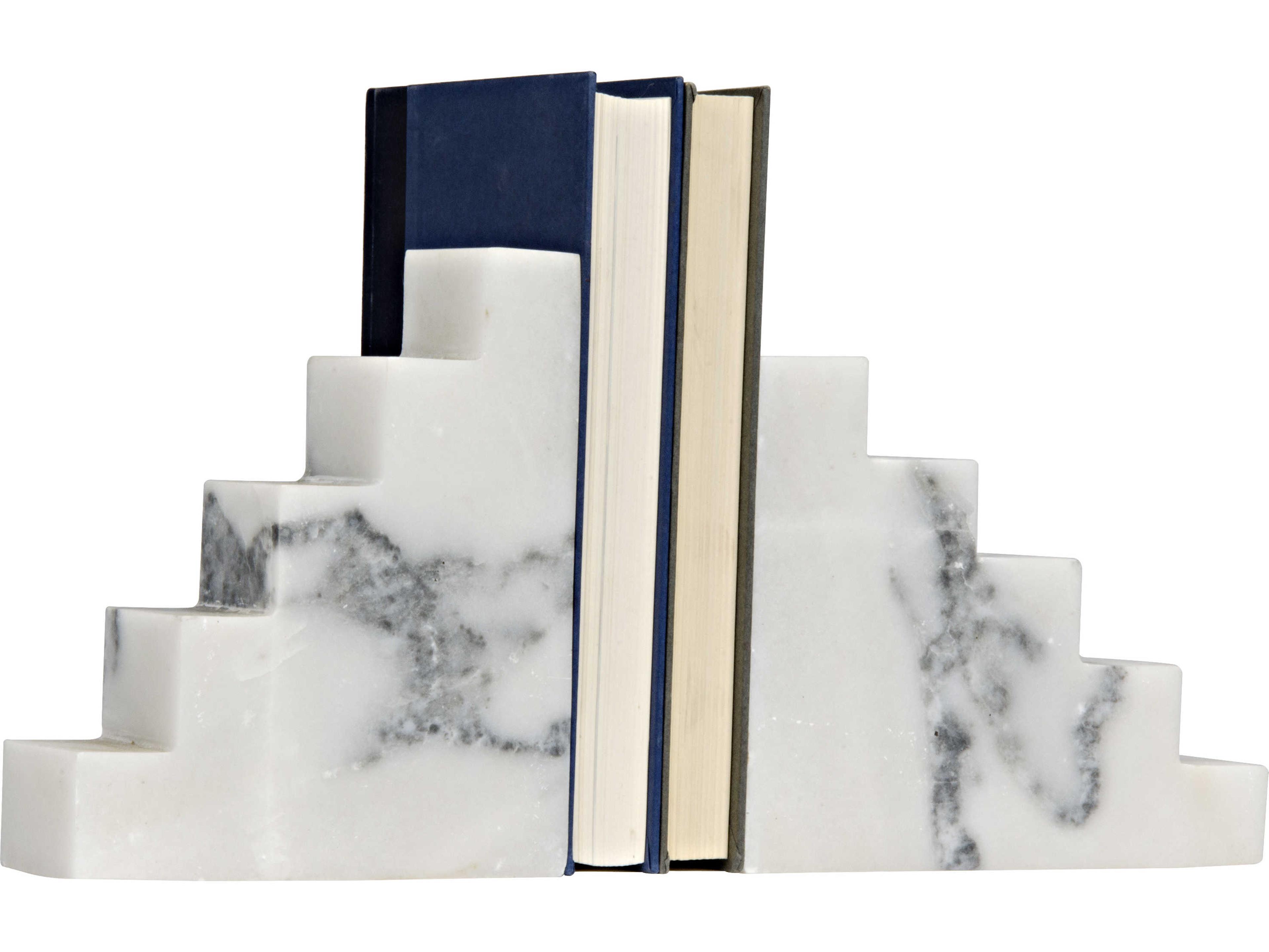Noir White Marble Step Bookends