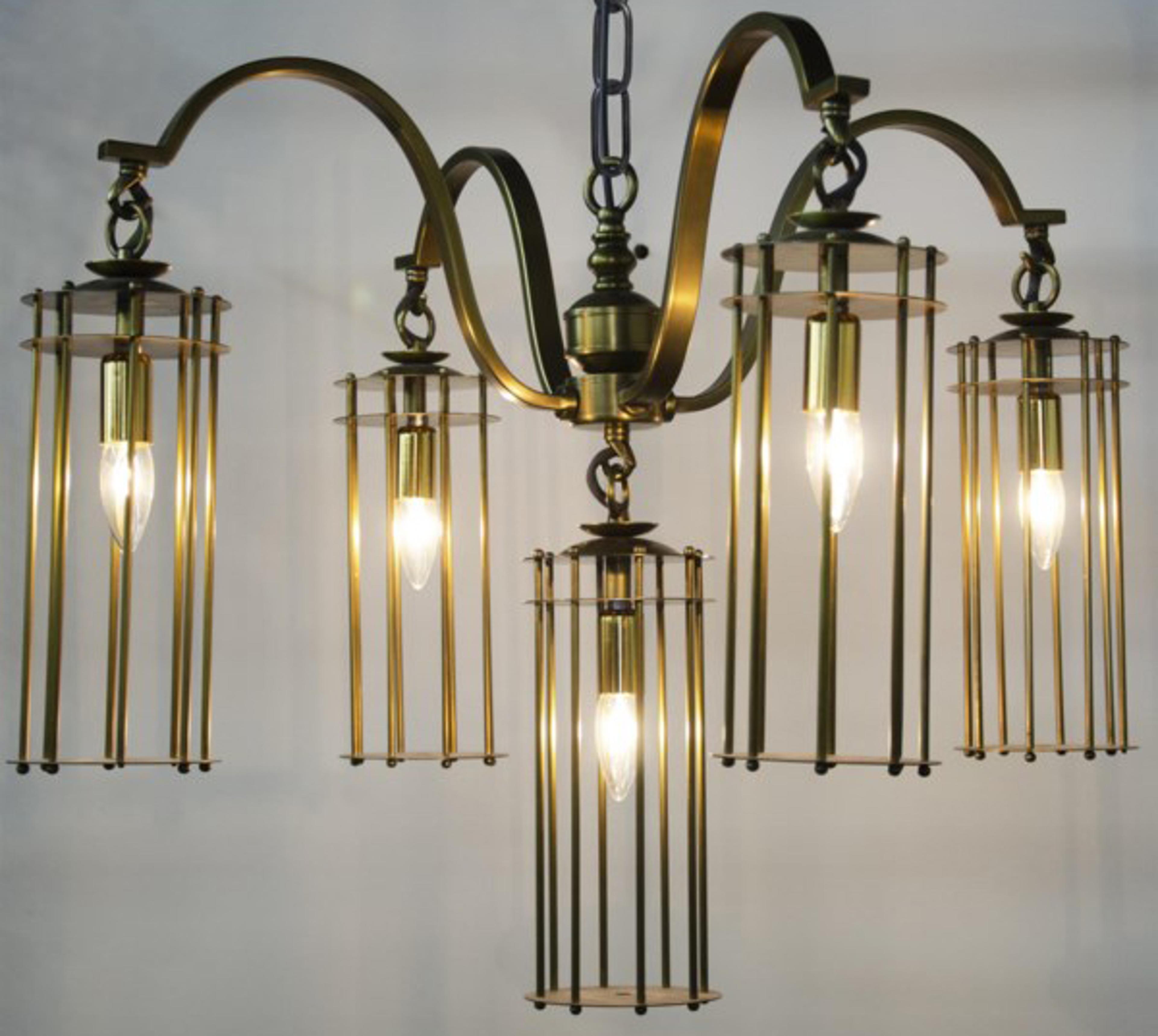 Noir Chandler 5-Light Antique Brass Cylinder Chandelier